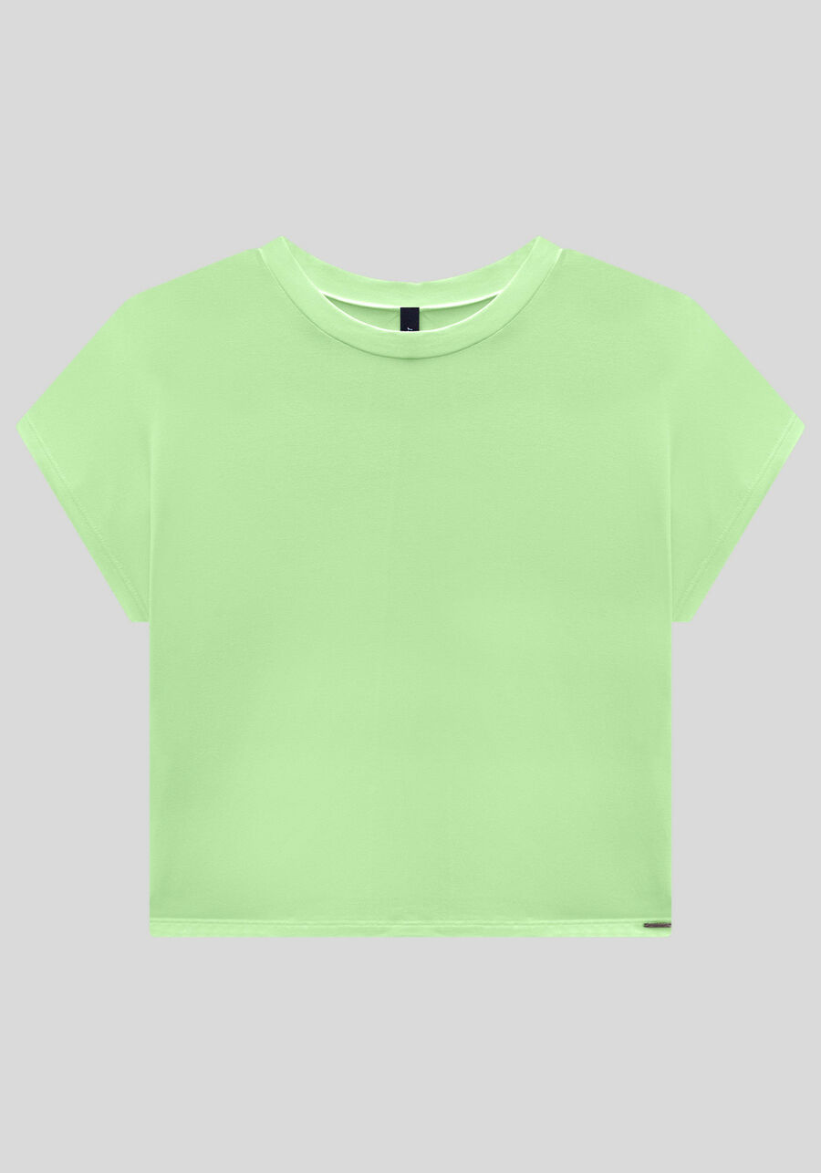 Blusa em Manga Viscose com Manga Curta, . Blusa em Manga Viscose com Manga Curta, , large.