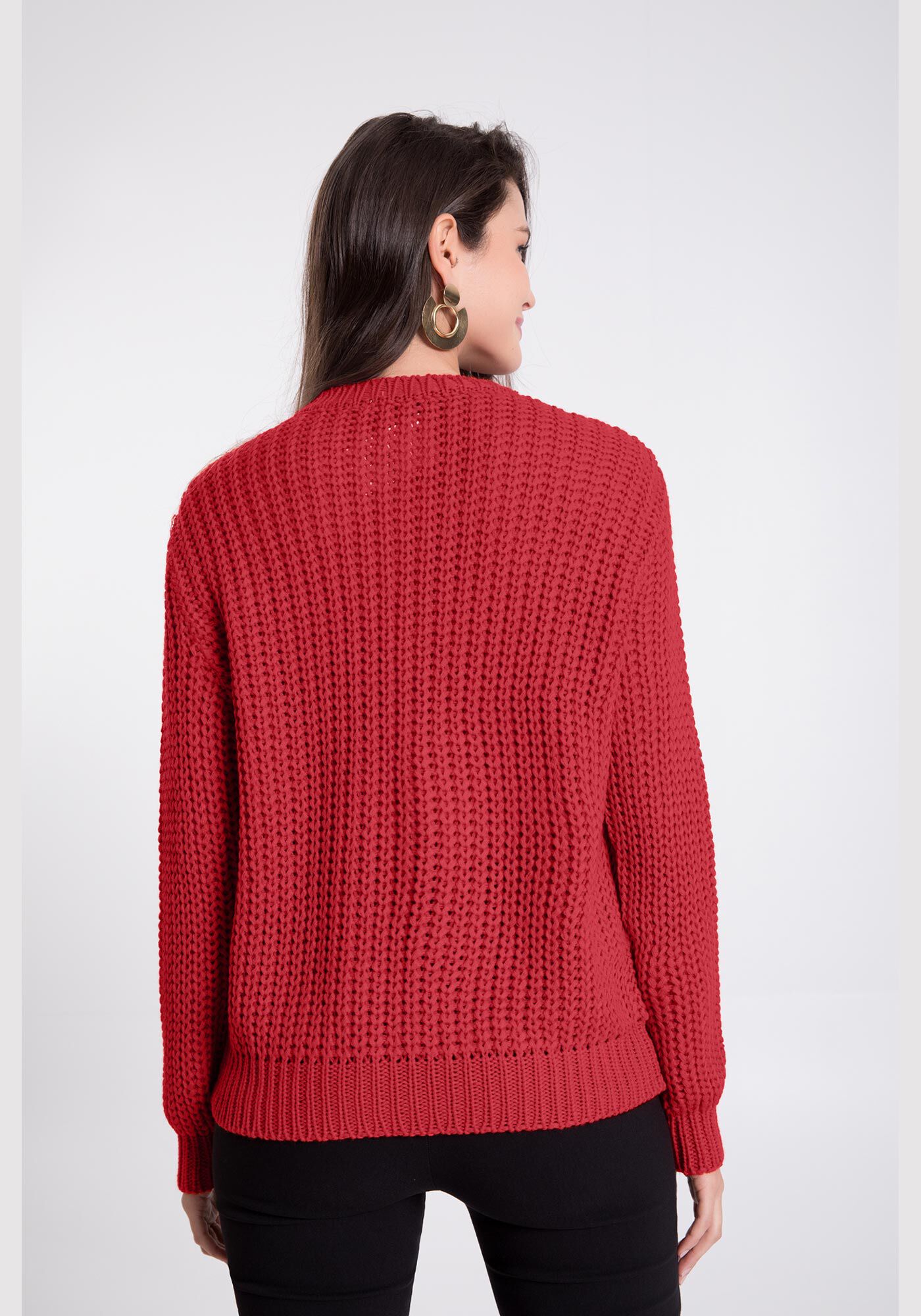 Blus&atilde;o em Tric&ocirc; com Textura, VERMELHO FLAMA, large.