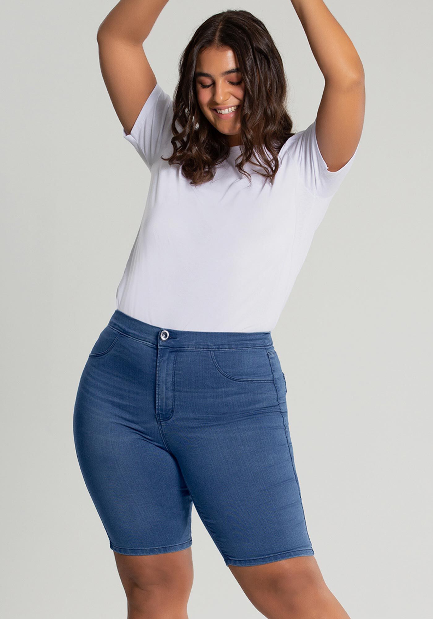 Bermuda jeans ciclista plus best sale size