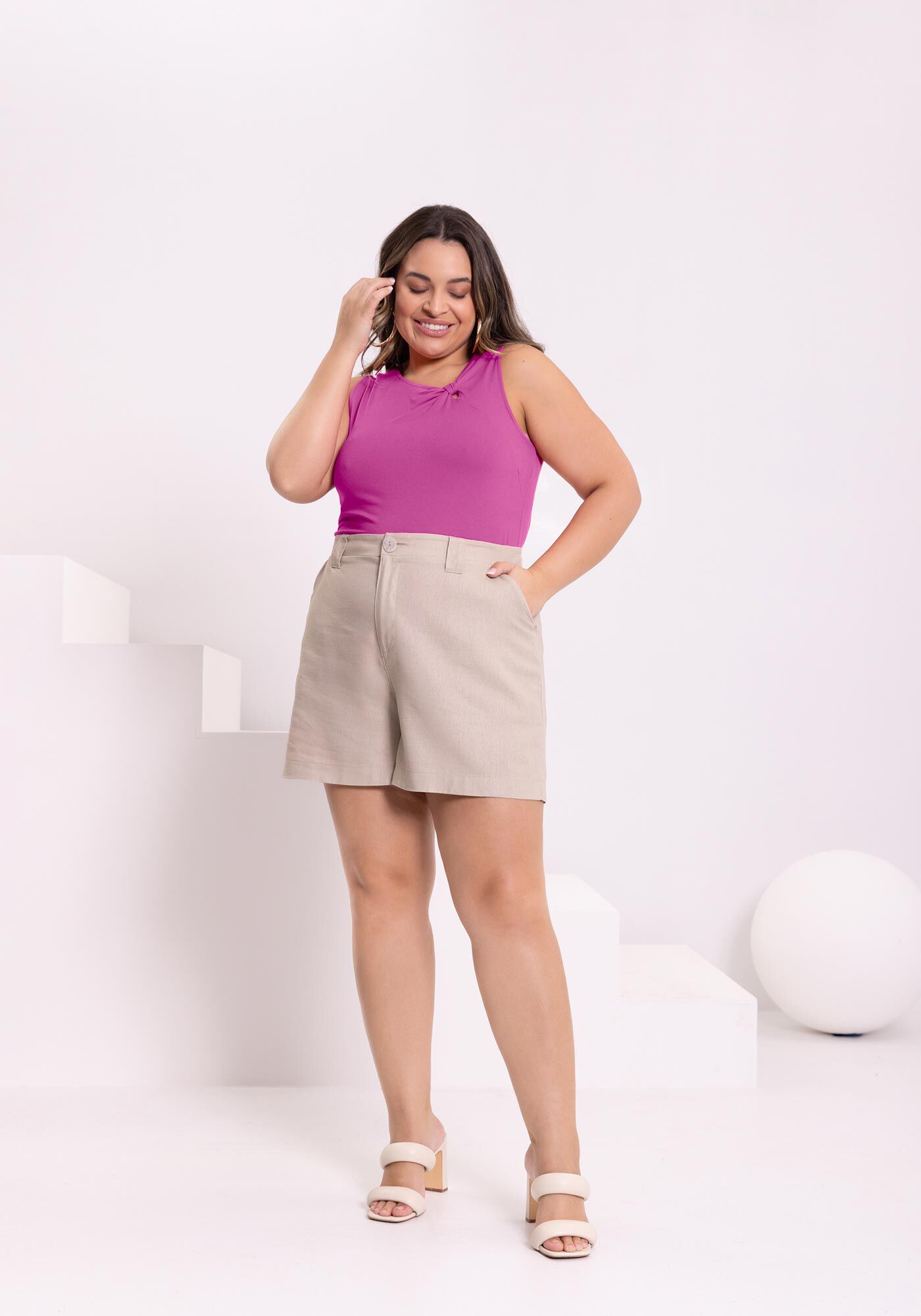 Blusa Em Malha De Viscose Com Elastano Com Detalhe Na Gola, ROSA ENERGIA, large.