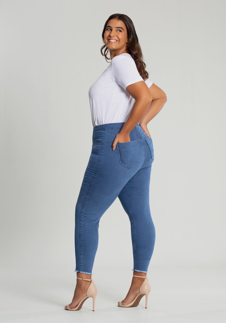 Calça Jeans Skinny Cropped Fit For Plus Size, JEANS, large.