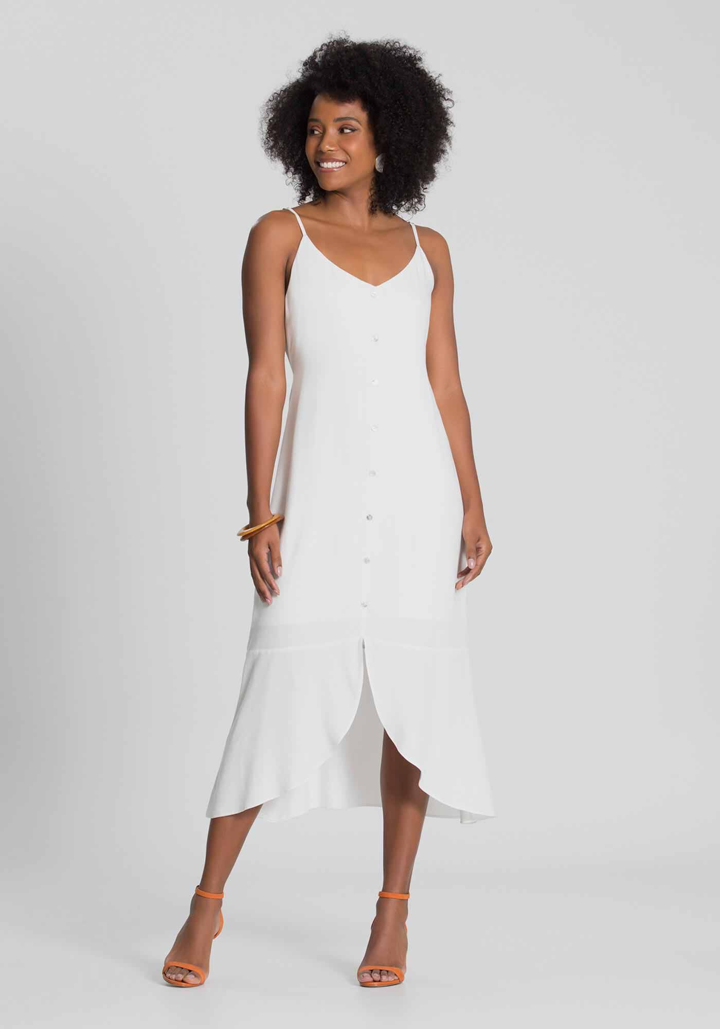 Vestido branco com botoes new arrivals