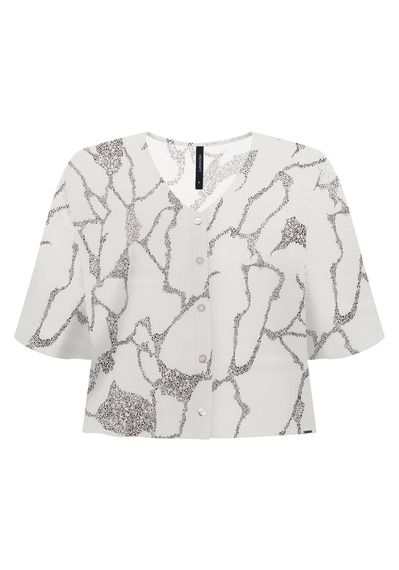 Camisa Estampada De Mangas Amplas Com Decote Em V, , large.