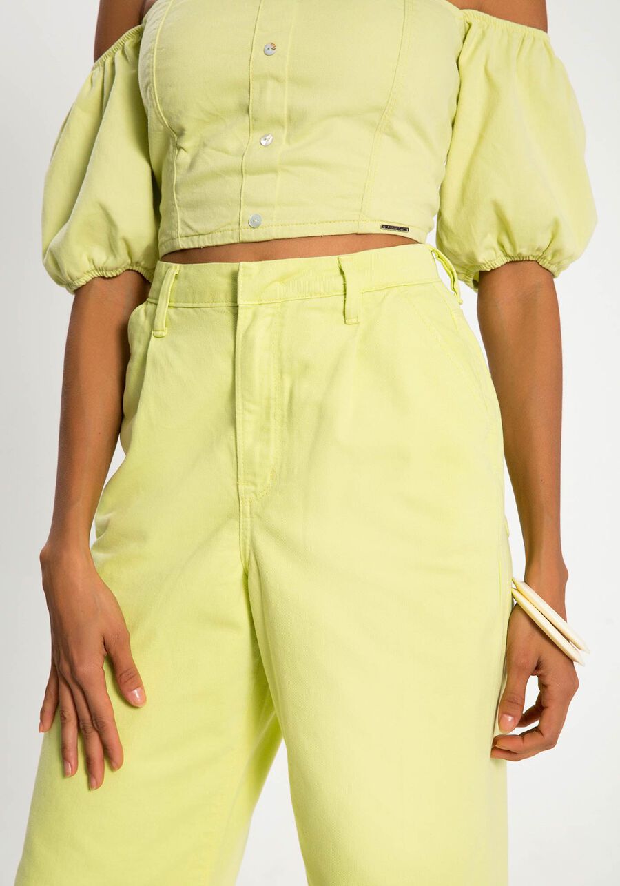 Calça Sarja Wide Leg Cintura Alta com Pregas, . Calça Sarja Wide Leg Cintura Alta com Pregas, , large.