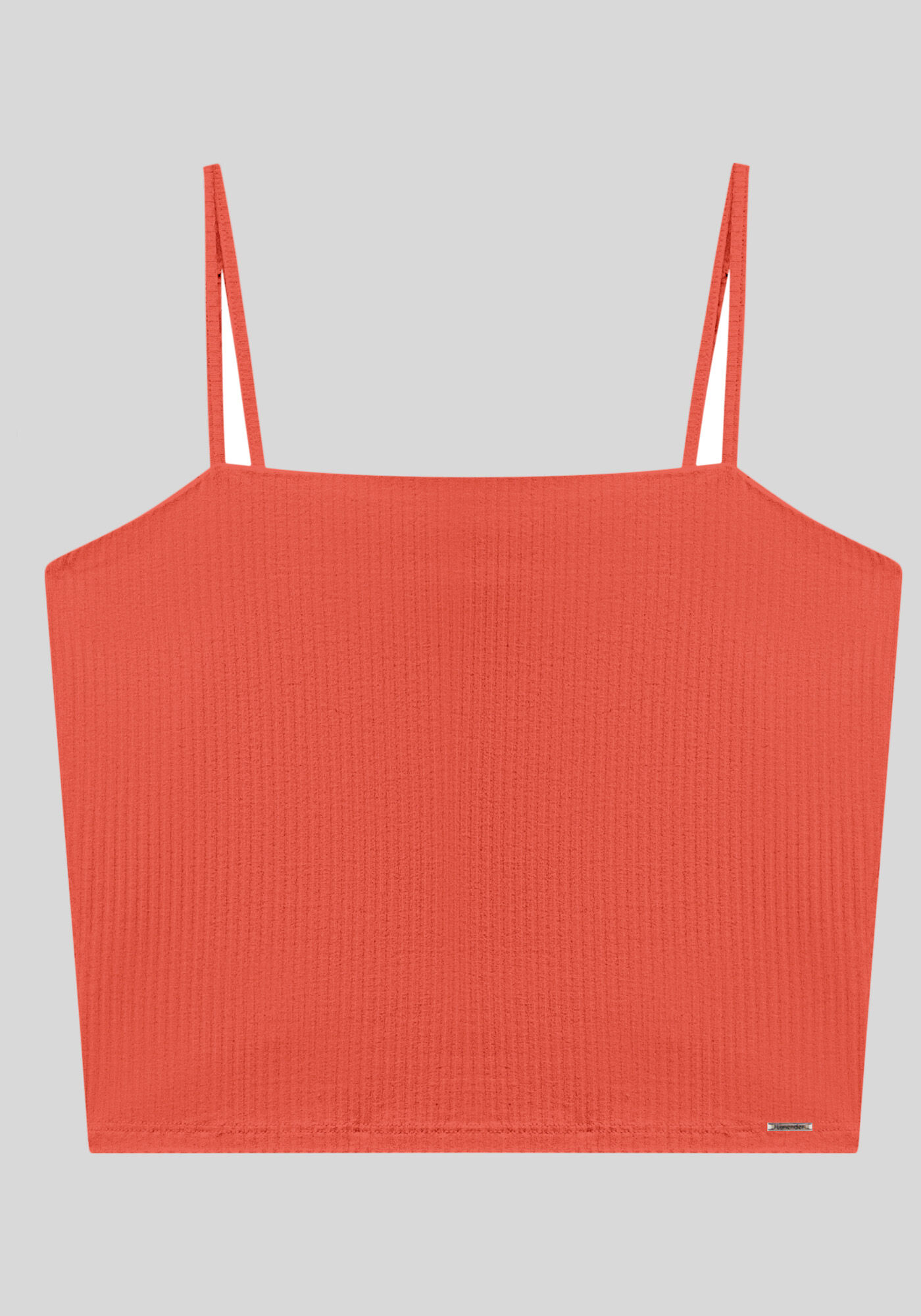 Blusa Regata Curta De Al&ccedil;as Finas Em Malha Canelada, , large.