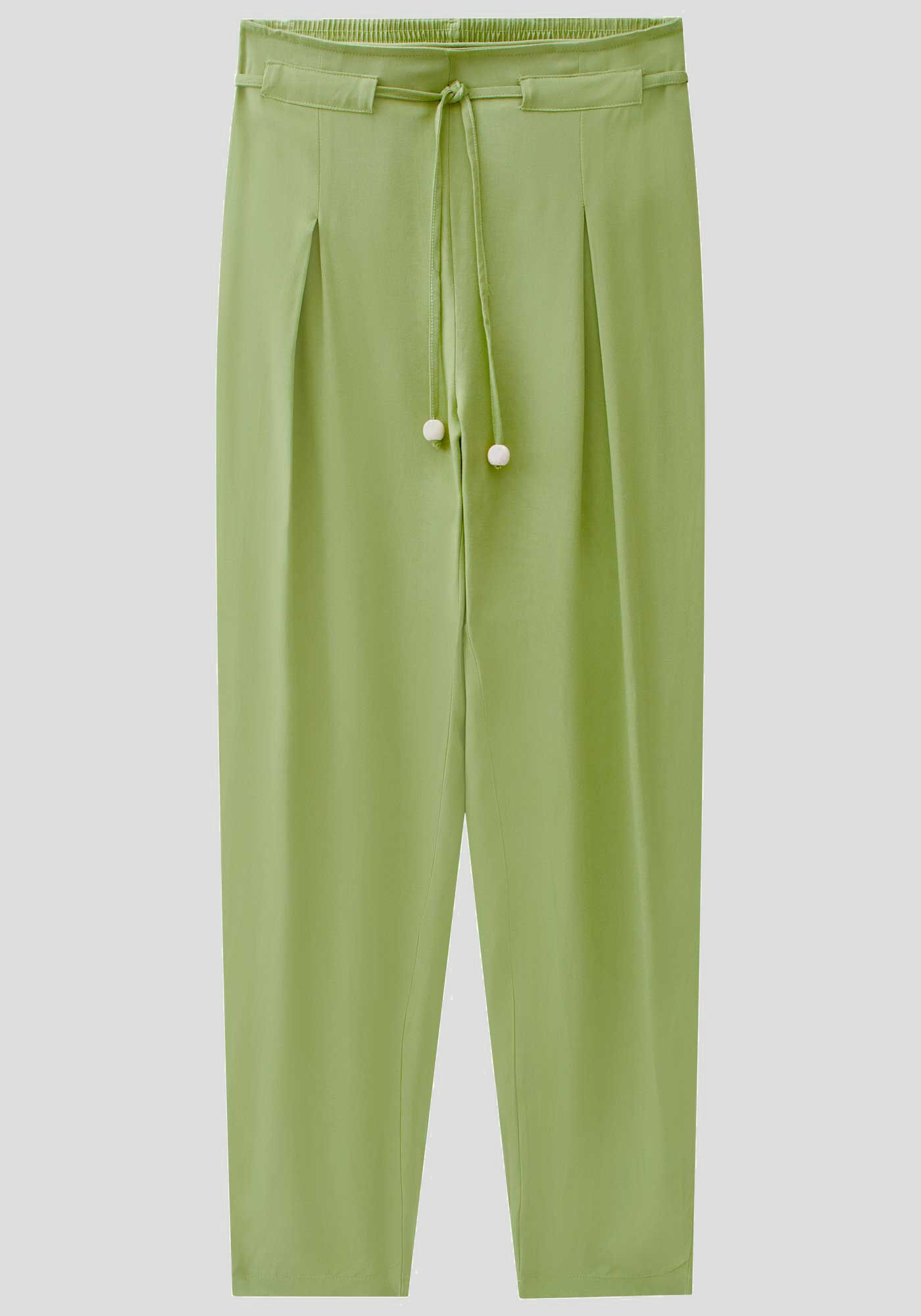 Cal&ccedil;a em Viscose com Pregas e Cinto, VERDE IOIO, large.