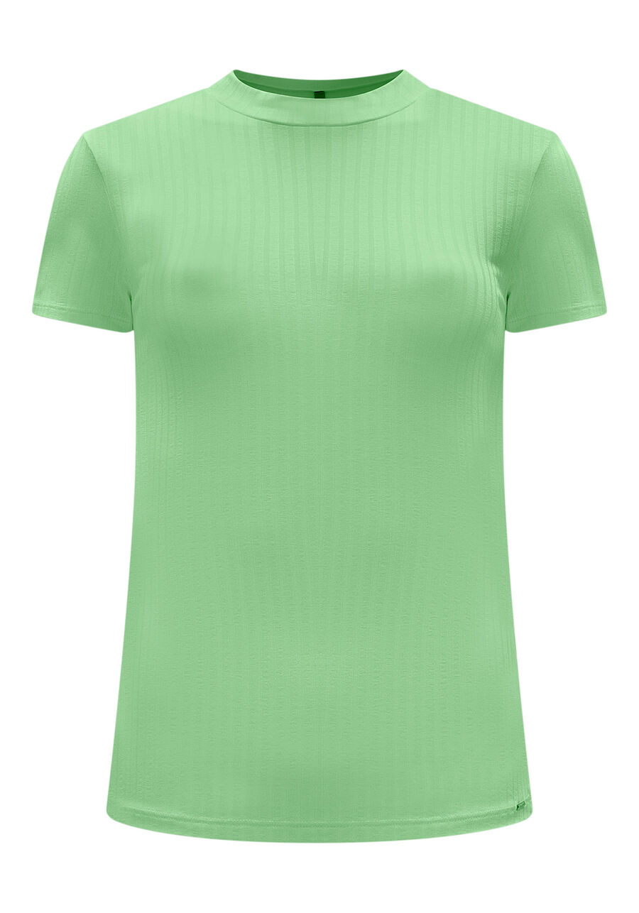 Blusa Básica Canelada De Mangas Curtas Com Gola, . Blusa Básica Canelada De Mangas Curtas Com Gola, , large.