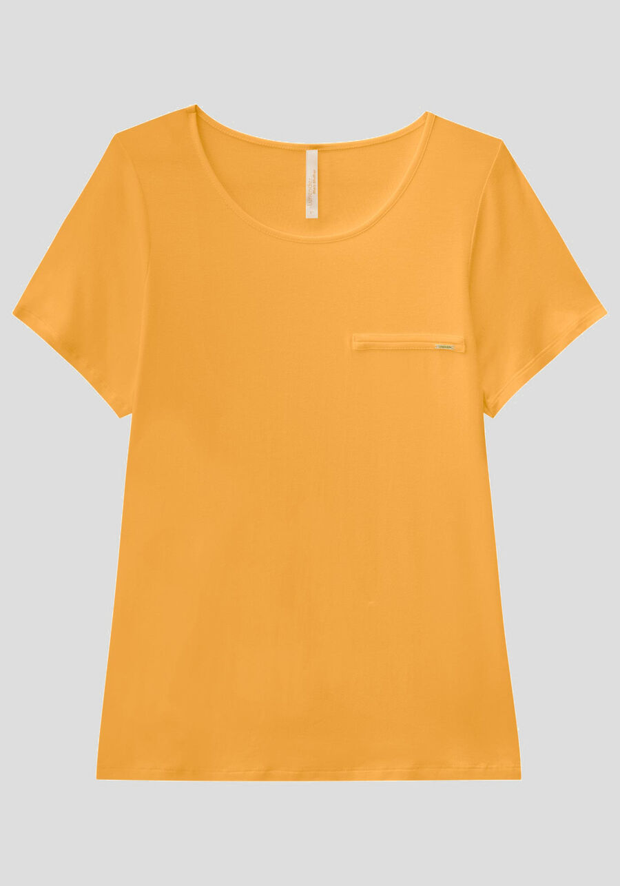 Blusa Básica Lisa De Mangas Curtas Com Detalhe Frontal, . Blusa Básica Lisa De Mangas Curtas Com Detalhe Frontal, , large.