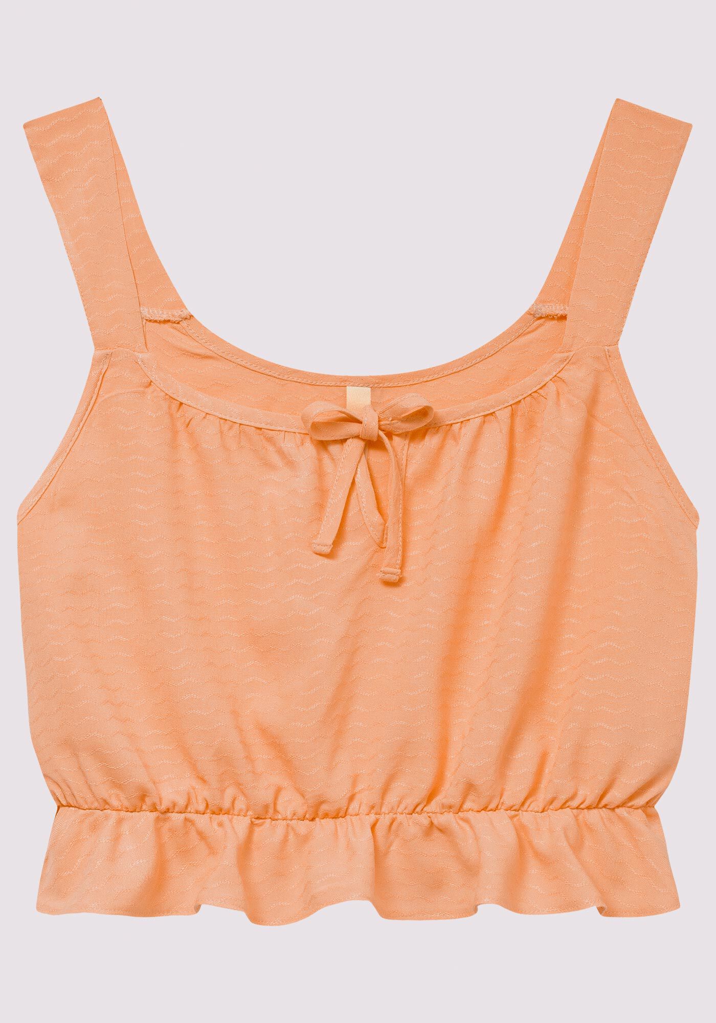 Blusa Juvenil em Viscose com Babado, LARANJA BRIGHT, large.