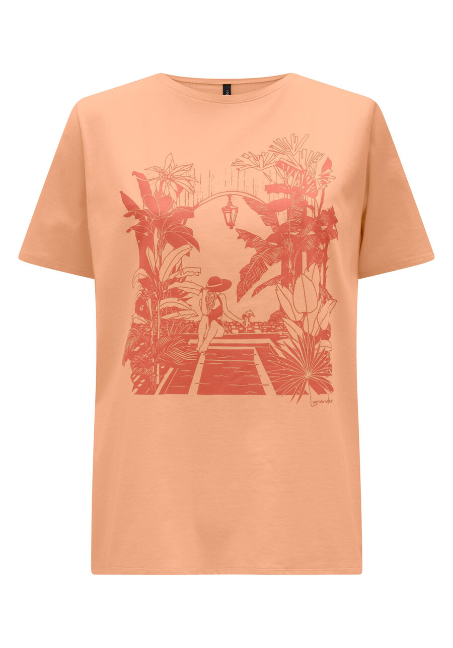 Blusa T-shirt De Mangas Curtas Em Malha Penteada Com Estampa, . Blusa T-shirt De Mangas Curtas Em Malha Penteada Com Estampa, , large.