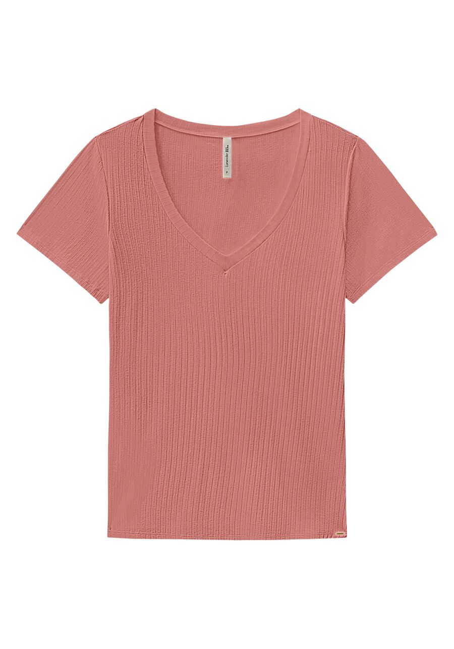 Blusa Básica Em Malha Canelada Com Mangas Curtas E Decote V, . Blusa Básica Em Malha Canelada Com Mangas Curtas E Decote V, , large.