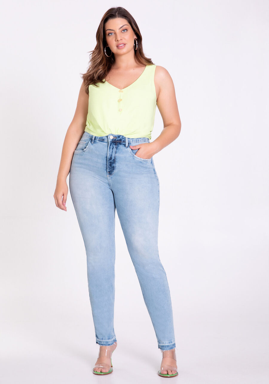 Calça Jeans Skinny Plus Size Cropped Chapa Barriga, , large.