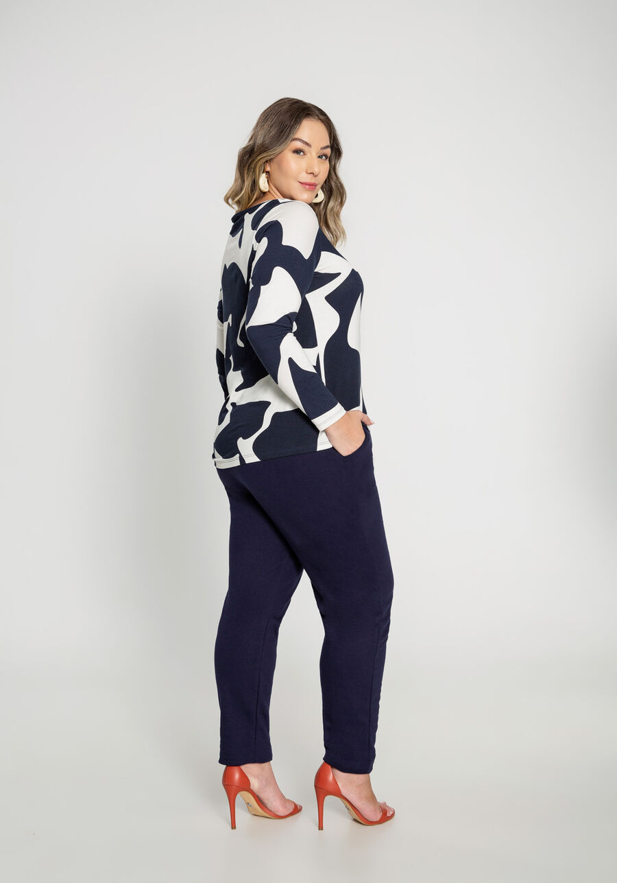 Blusa Estampada em Malha com Manga Longa Plus Size, FLUIDEZ MARINHO. Blusa Estampada em Malha com Manga Longa Plus Size, FLUIDEZ MARINHO, large.