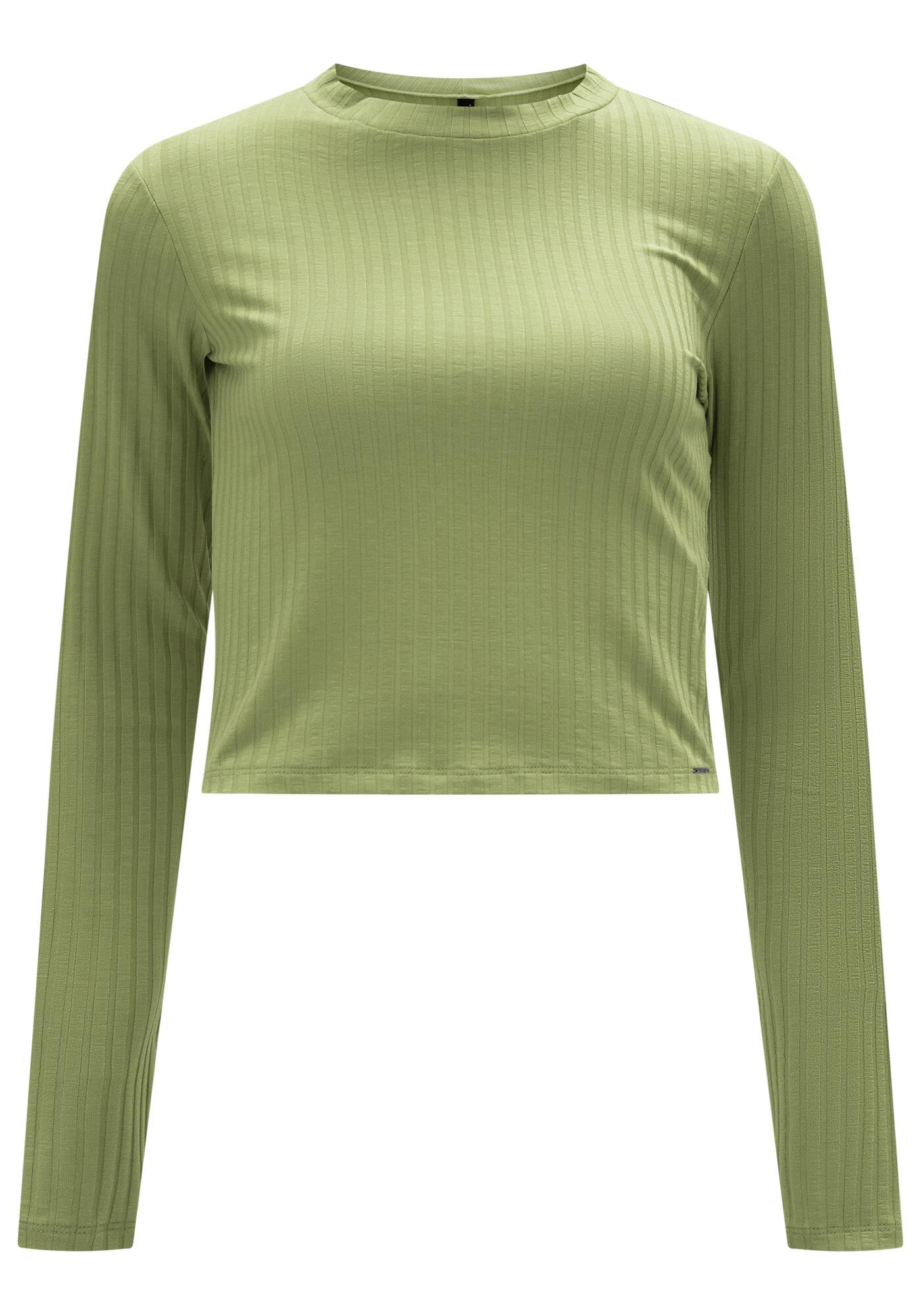 Blusa Manga Longa Canelada B&aacute;sica com Gola, , large.