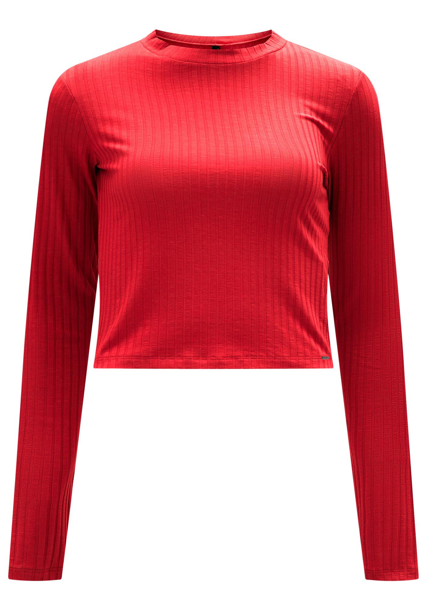 Blusa Manga Longa Canelada B&aacute;sica com Gola, , large.