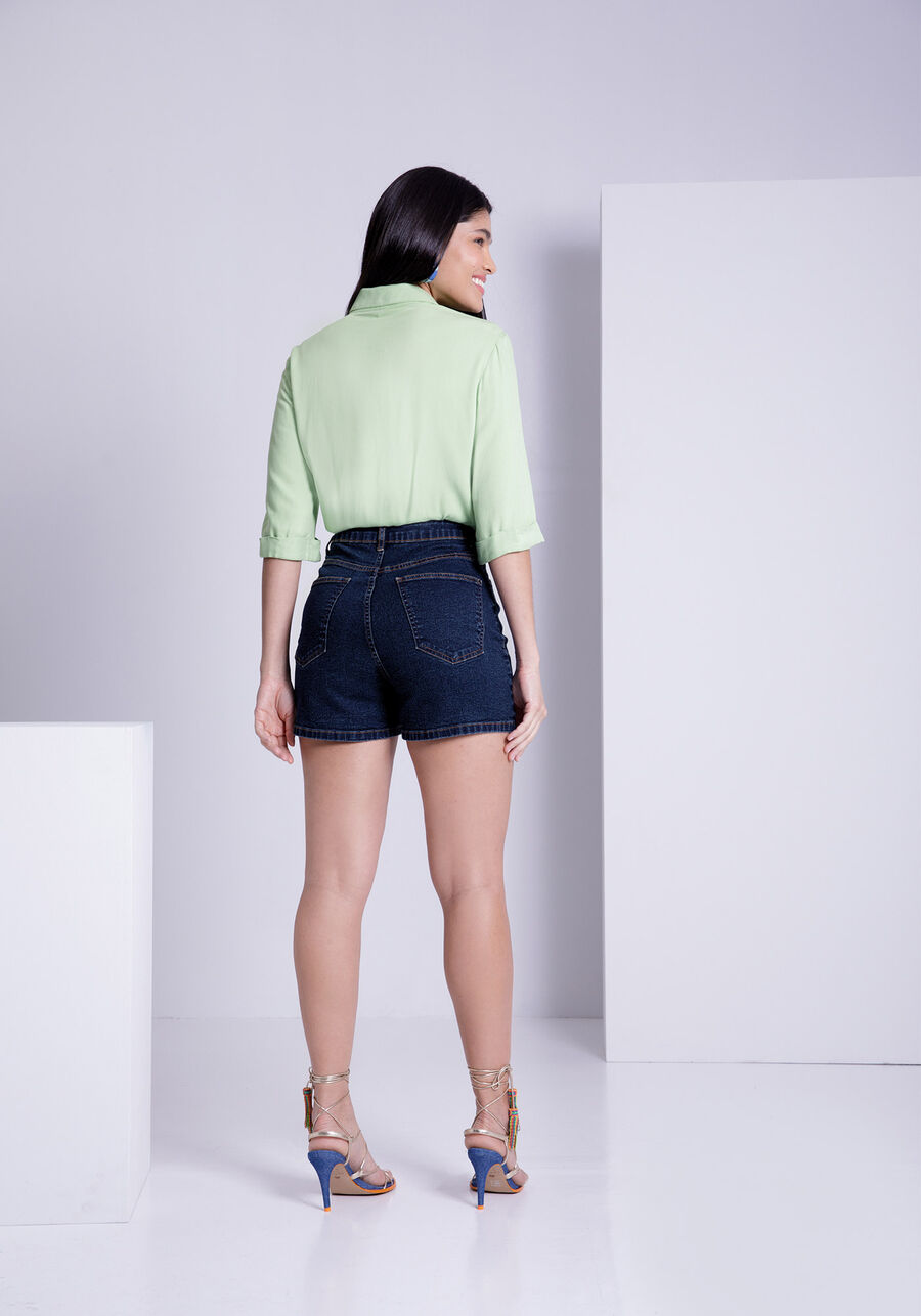 Shorts Jeans Mom Cintura Alta Chapa Barriga, JEANS. Shorts Jeans Mom Cintura Alta Chapa Barriga, JEANS, large.