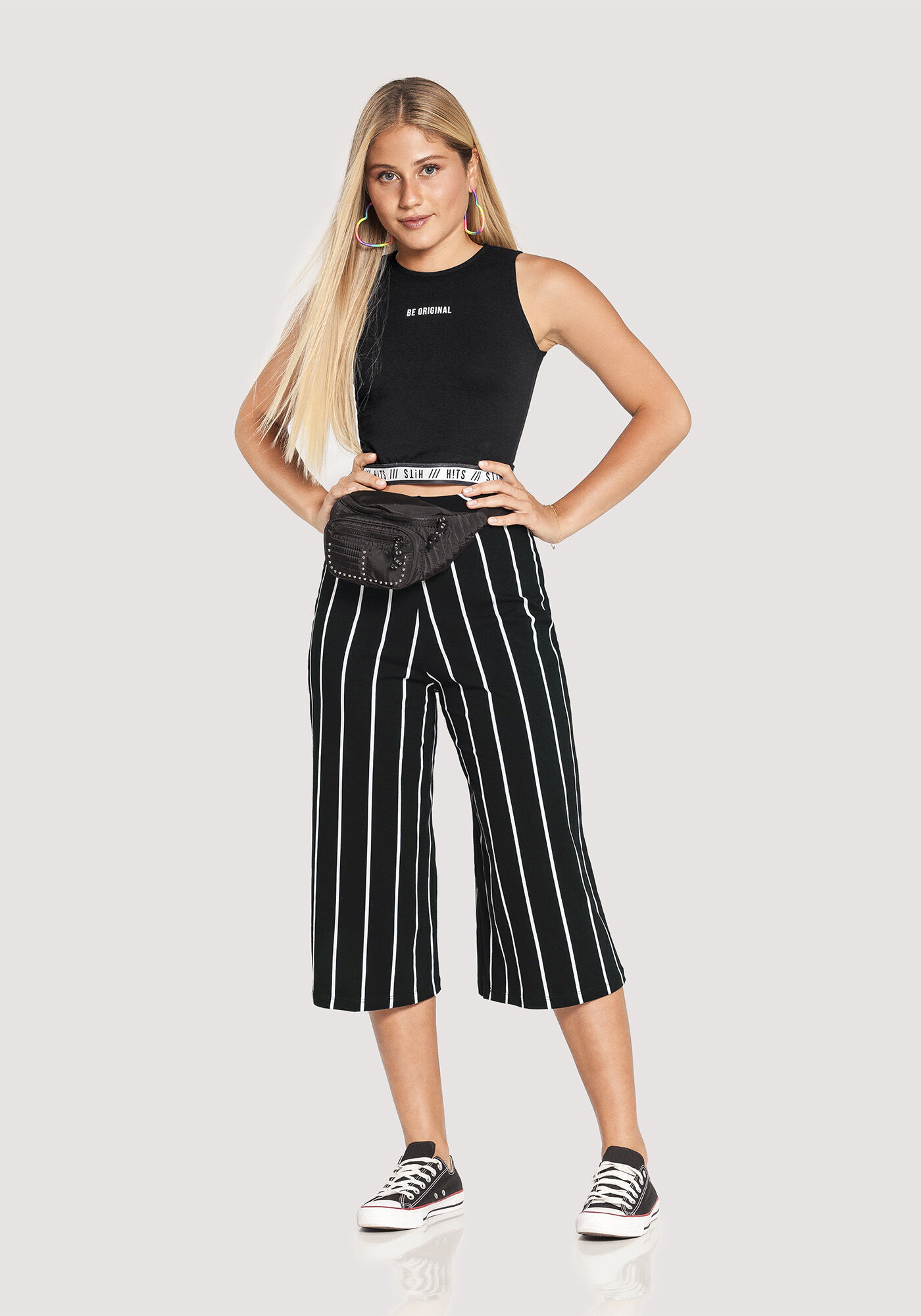Calça pantacourt malha store preta