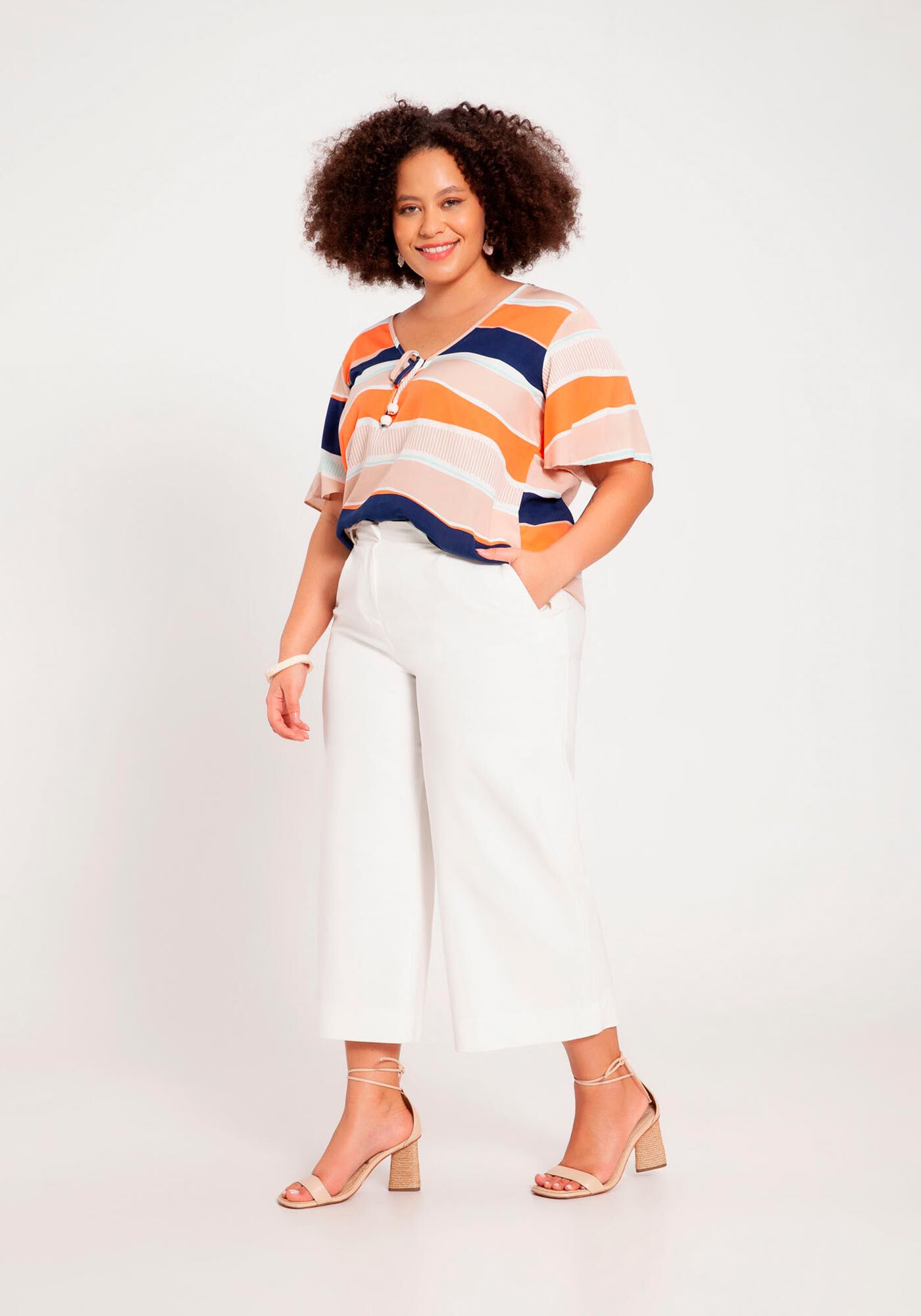 Blusa Plus Size em Viscose com Amarra&ccedil;&atilde;o, , large.