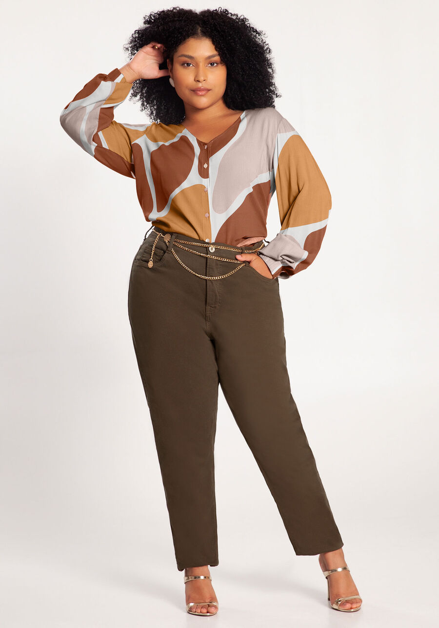 Camisa Manga Longa Plus Size em Viscose Estampada, . Camisa Manga Longa Plus Size em Viscose Estampada, , large.