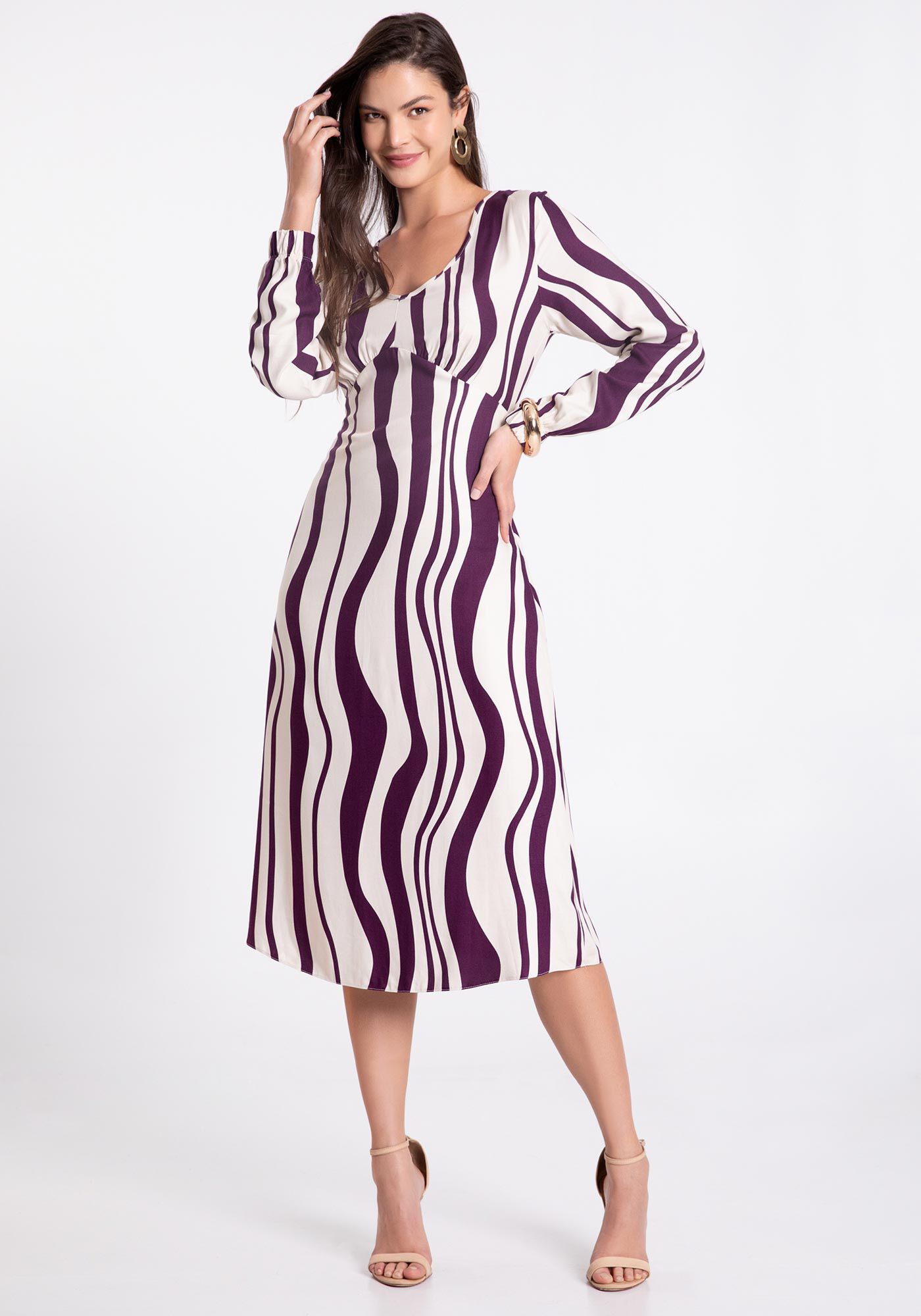 Vestido midi em viscose sales