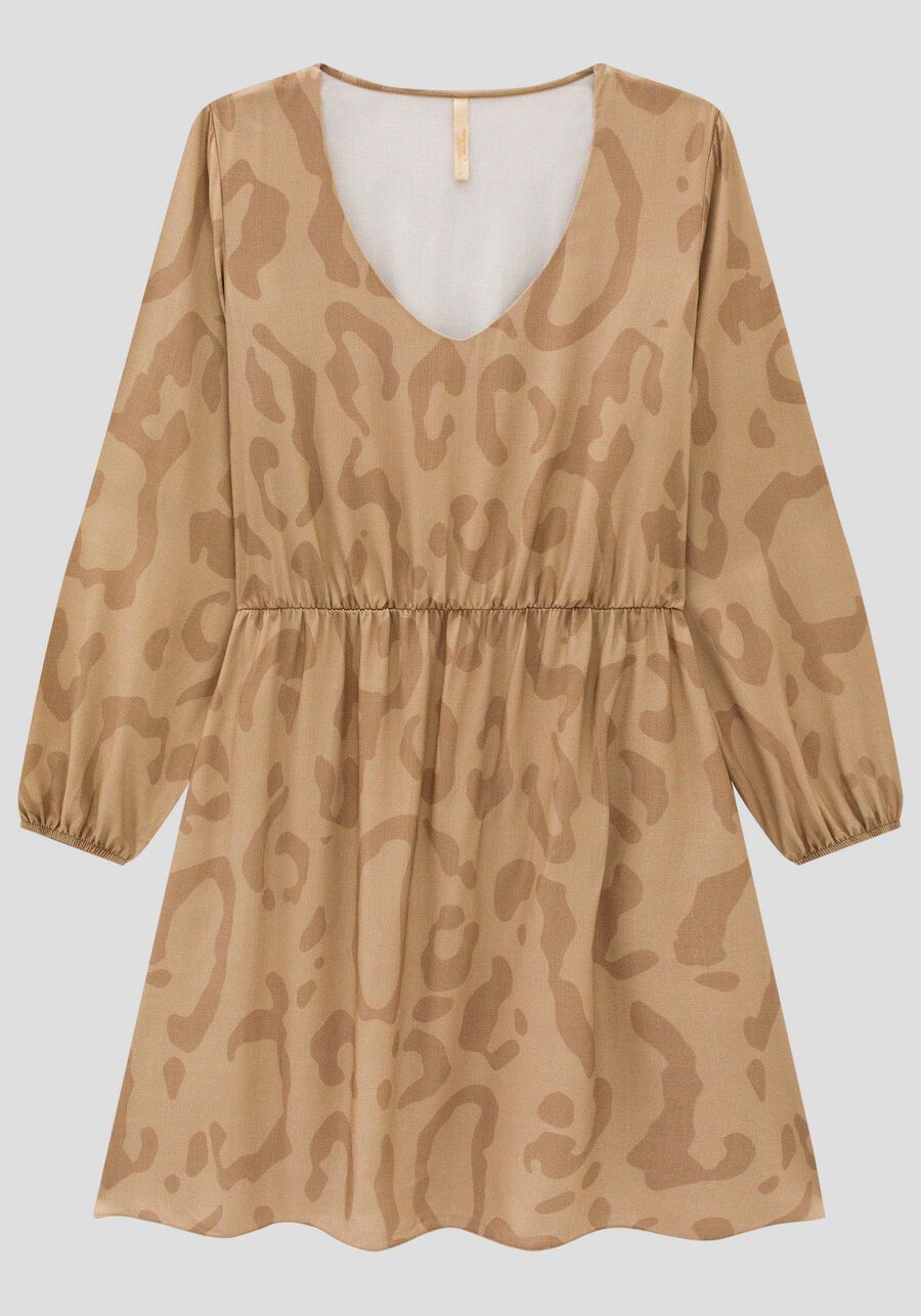Vestido Plus Size em Viscose com Manga Longa, JAGUAR BEGE. Vestido Plus Size em Viscose com Manga Longa, JAGUAR BEGE, large.