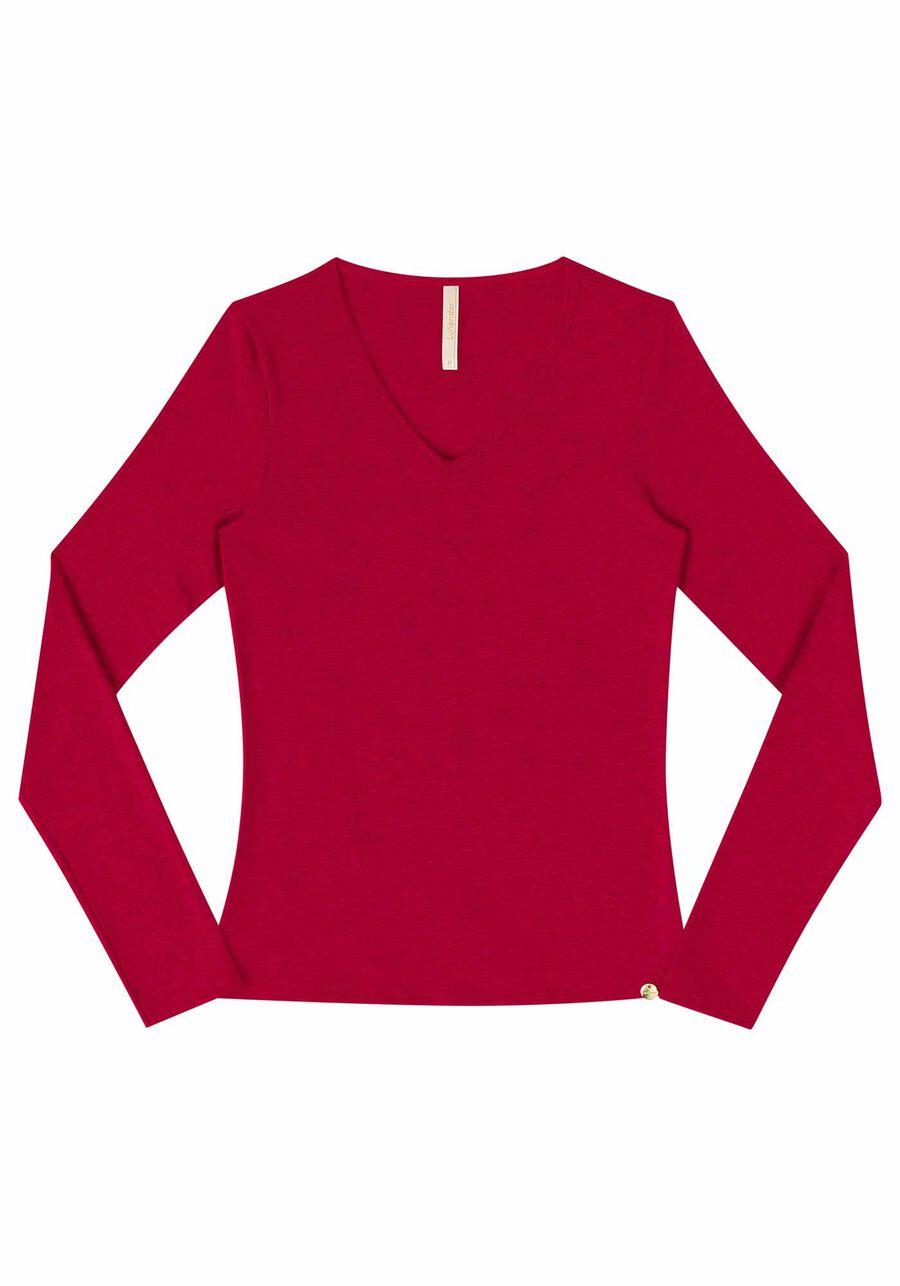 Blusa Manga Longa Básica em Malha com Decote V, . Blusa Manga Longa Básica em Malha com Decote V, , large.