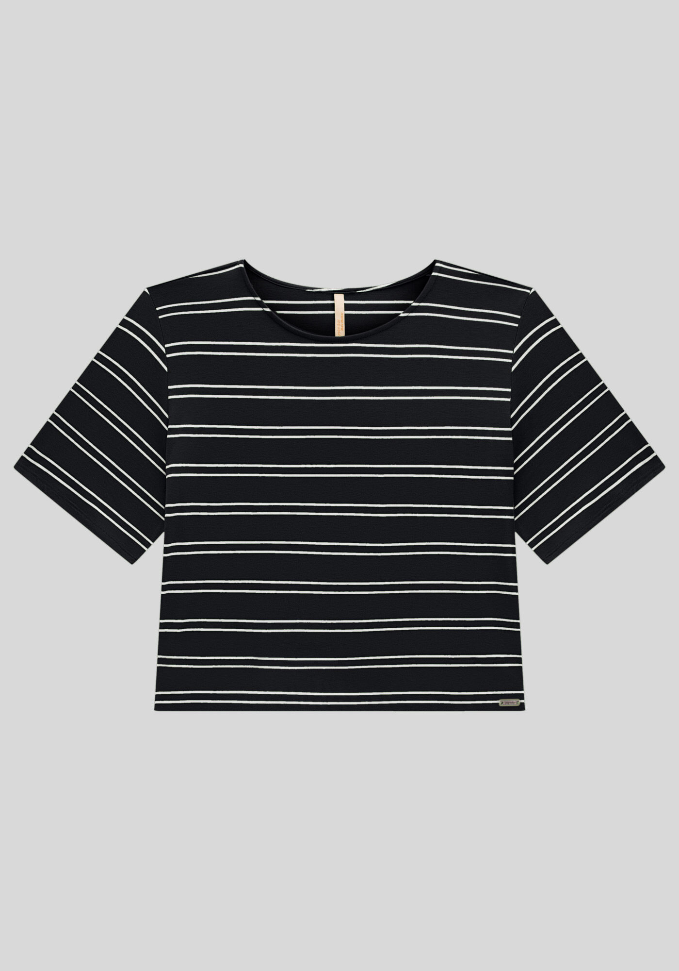 Blusa Plus Size Manga Curta Listrada, , large.