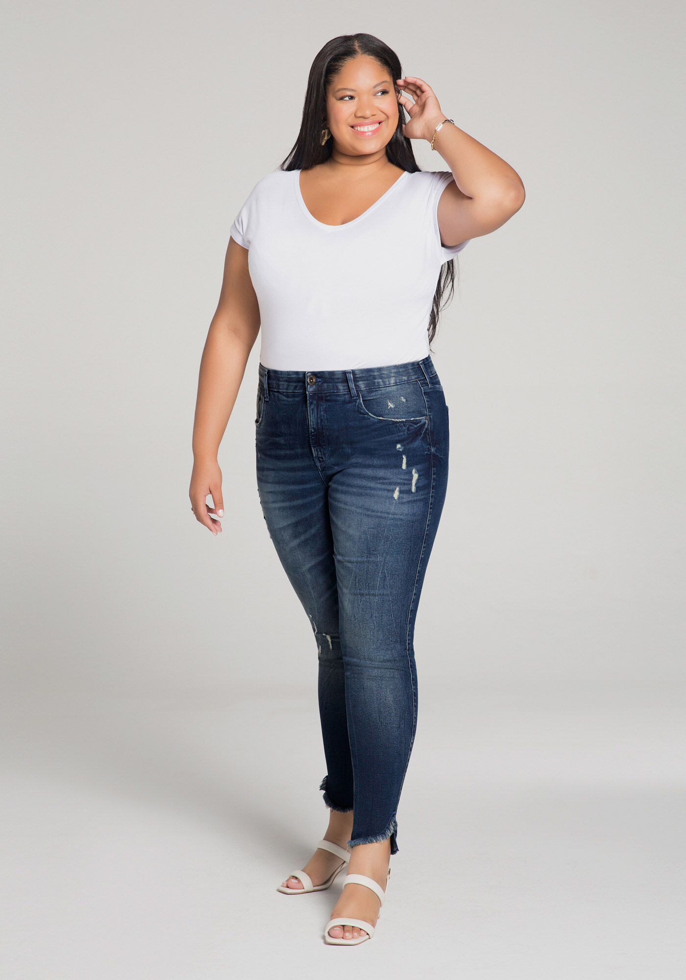 Calça jeans sale cropped plus size