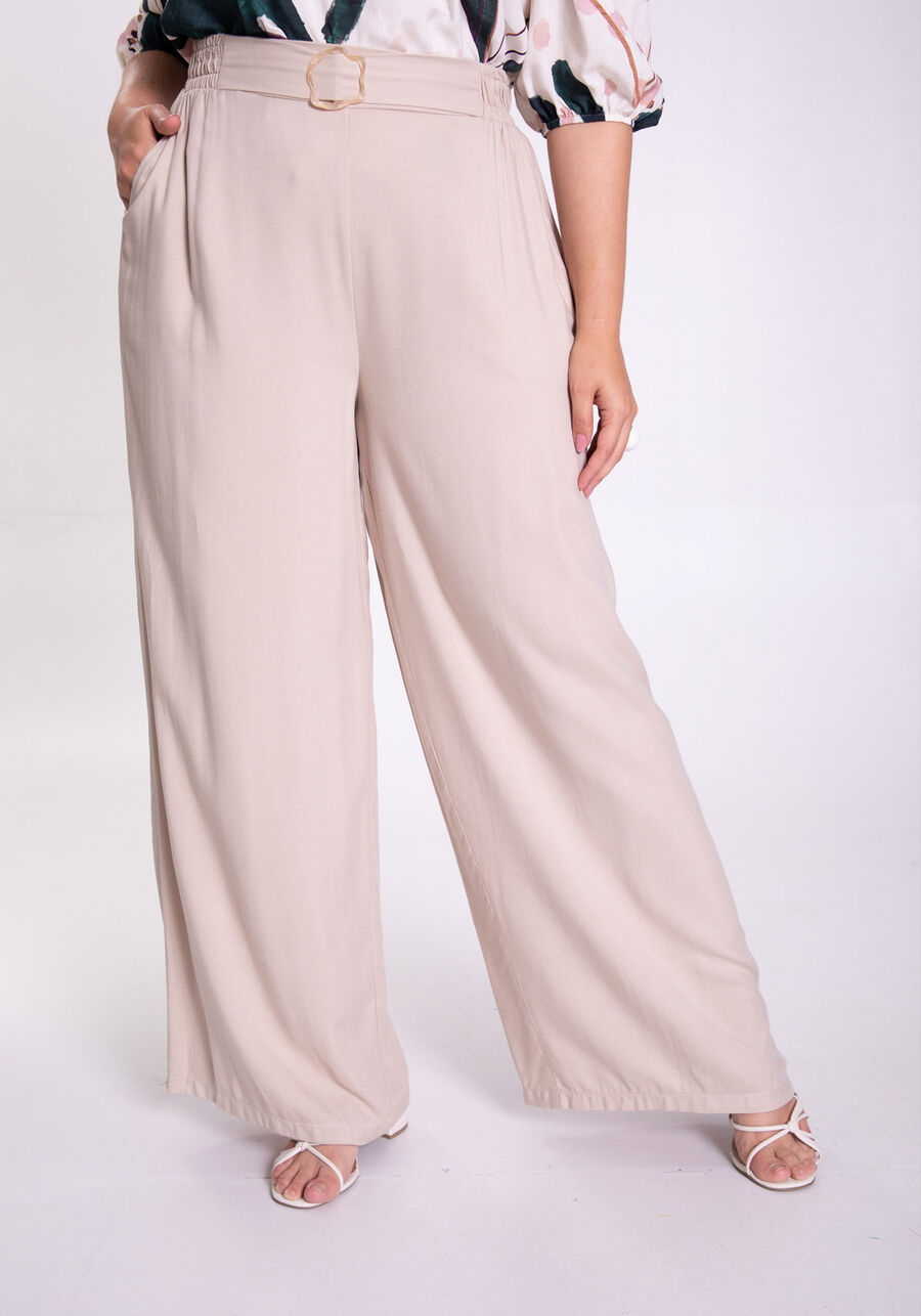 Calça Wide Leg Plus Size em Viscose com Detalhe Cinto, . Calça Wide Leg Plus Size em Viscose com Detalhe Cinto, , large.