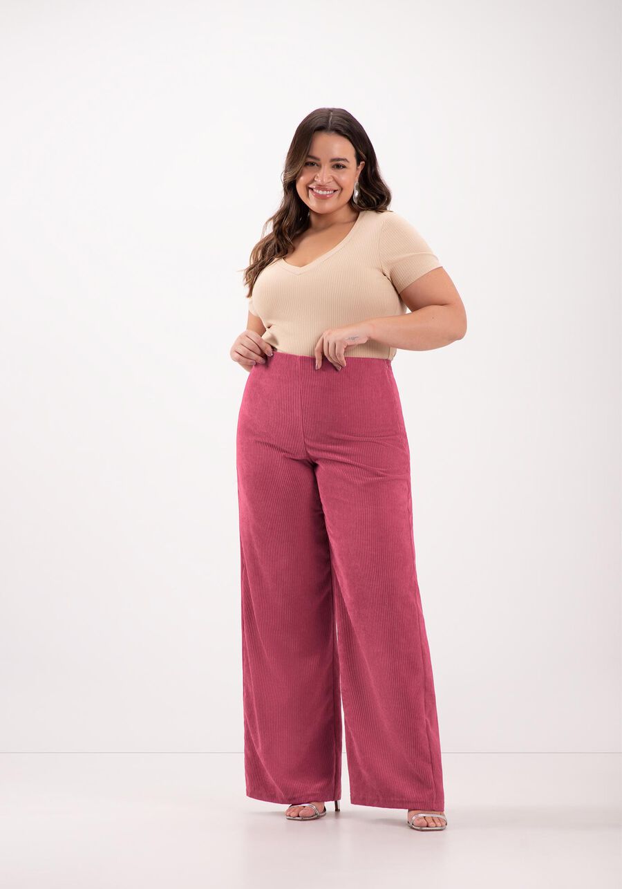 Blusa Básica Em Malha Canelada Com Mangas Curtas E Decote V, . Blusa Básica Em Malha Canelada Com Mangas Curtas E Decote V, , large.