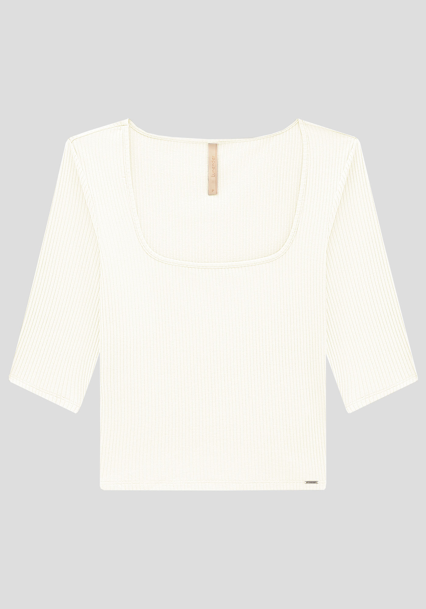 Blusa Cropped Canelada com Manga 3/4, , large.