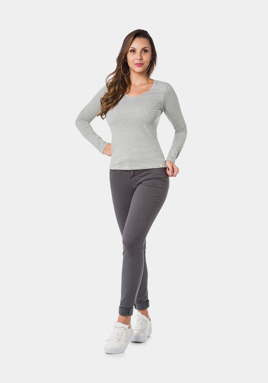 Blusa Manga Longa Básica em Malha com Decote V, . Blusa Manga Longa Básica em Malha com Decote V, , large.