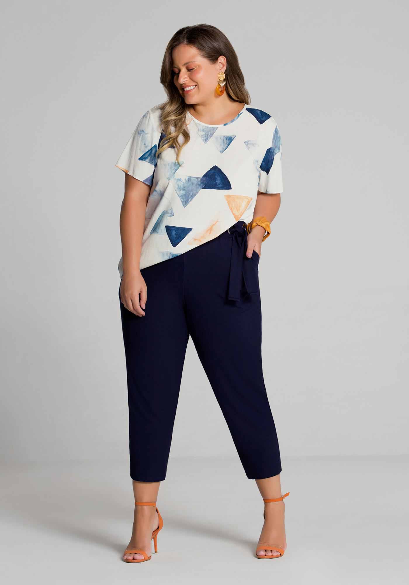 Blusa Plus Size Rayon Estampada, BRANCO OFF WHITE, large.