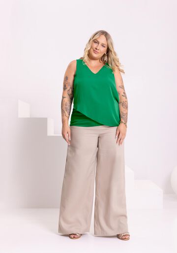 Blusa Regata Transpassada Com Decote Em V E Alças Largas, VERDE ALGA. Blusa Regata Transpassada Com Decote Em V E Alças Largas, VERDE ALGA, large.