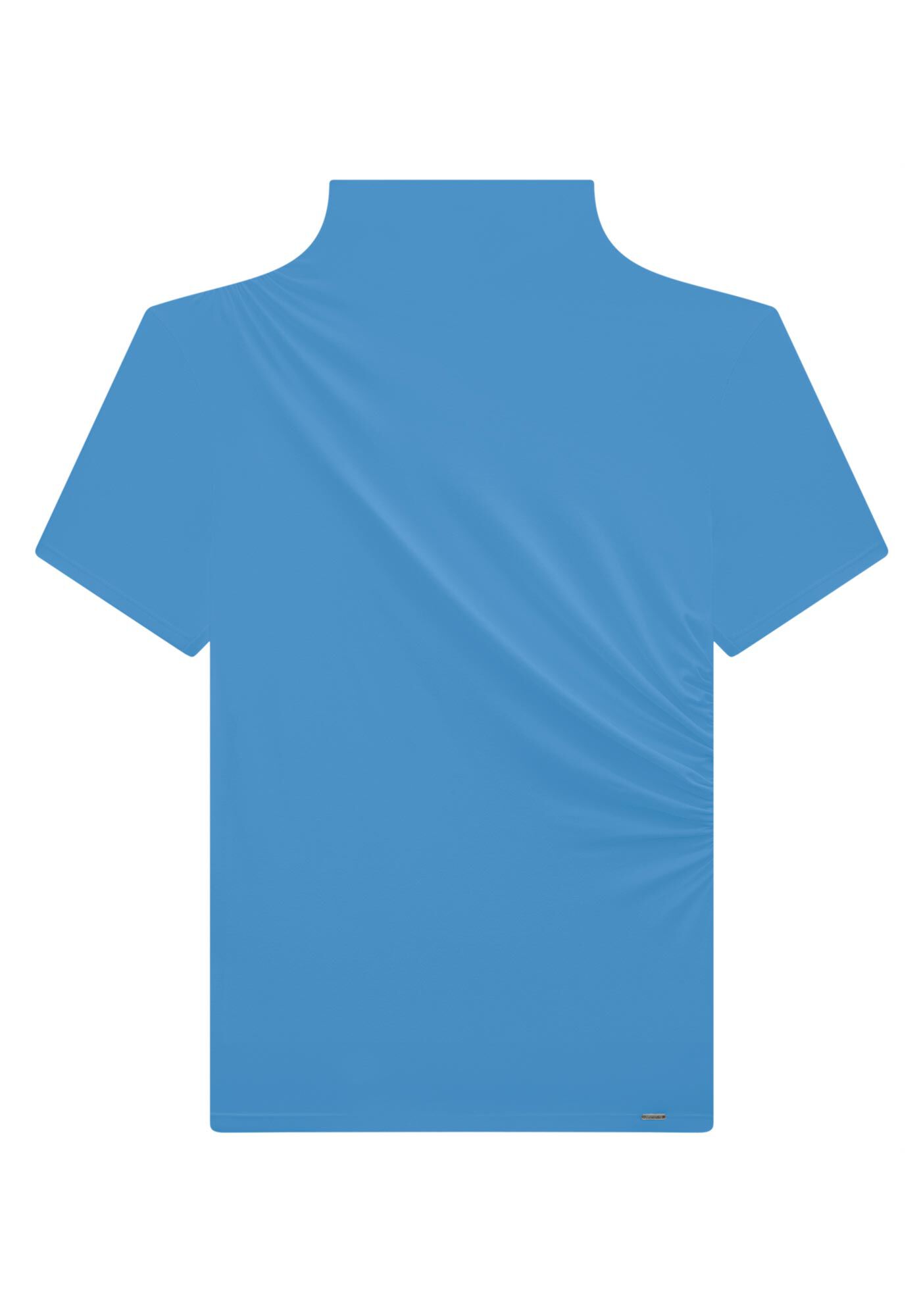 Blusa Gola Alta em Malha Viscose com Franzido Lateral, , large.