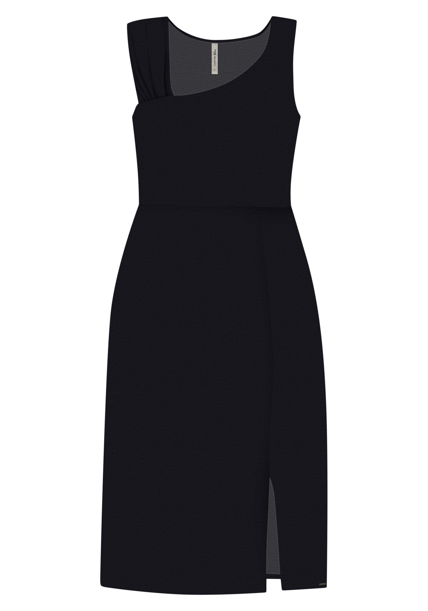 Vestido Midi Plus Size com Decote Assim&eacute;trico e Fenda, , large.