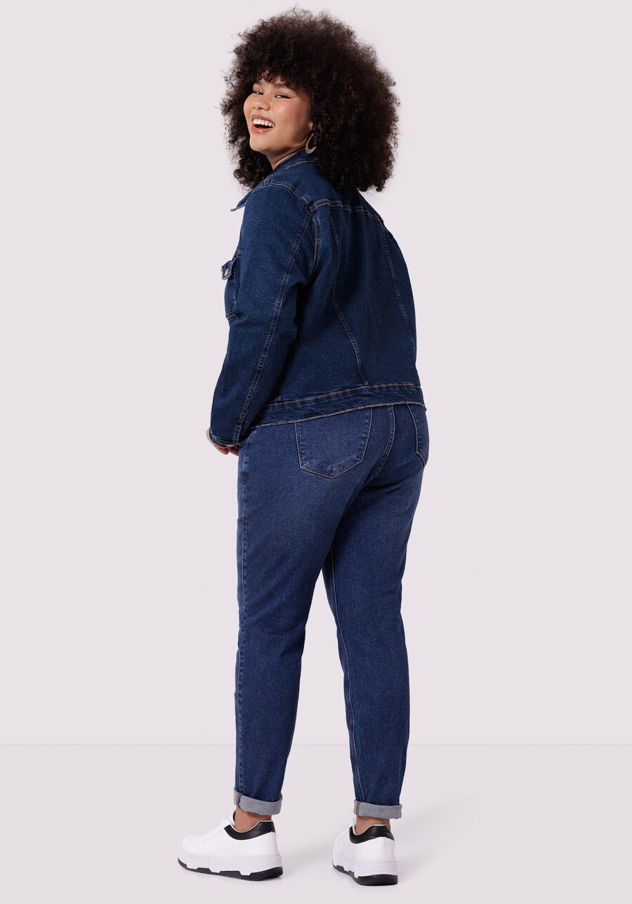 Jaqueta Jeans Plus Size com Elasticidade, JEANS, large.