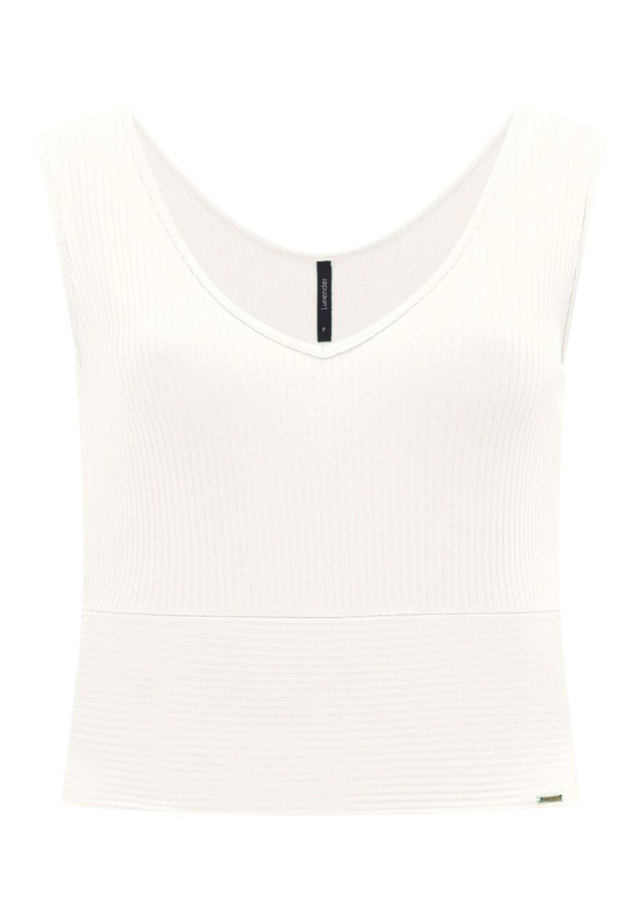 Blusa Cropped De Alças Com Decote V Em Malha Canelada, . Blusa Cropped De Alças Com Decote V Em Malha Canelada, , large.