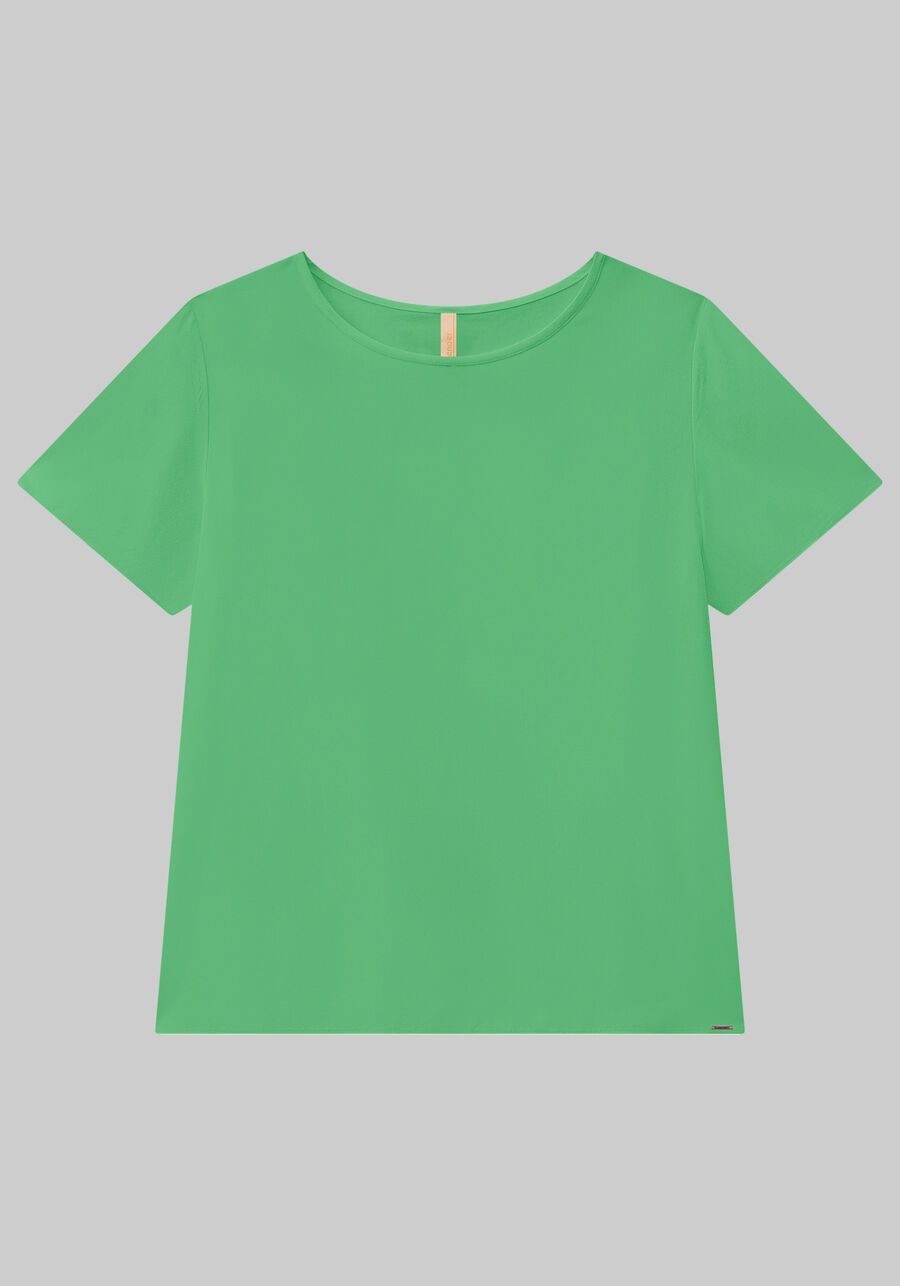 Blusa Lisa Básica De Mangas Curtas Em Tecido Leve, . Blusa Lisa Básica De Mangas Curtas Em Tecido Leve, , large.
