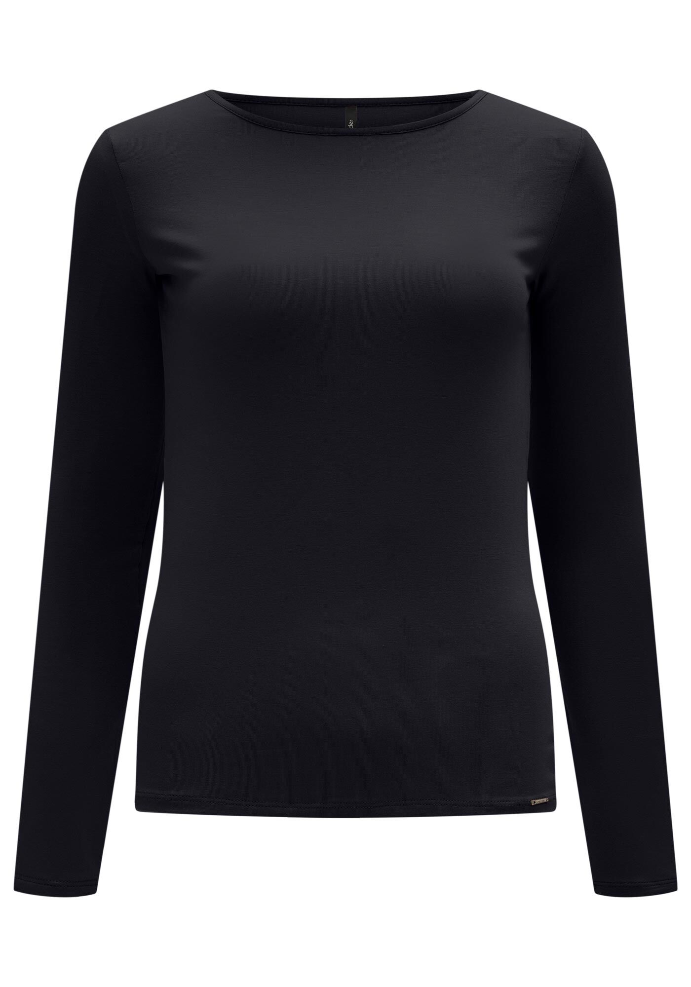 Blusa B&aacute;sica De Mangas Longas Em Malha Com Elastano, , large.