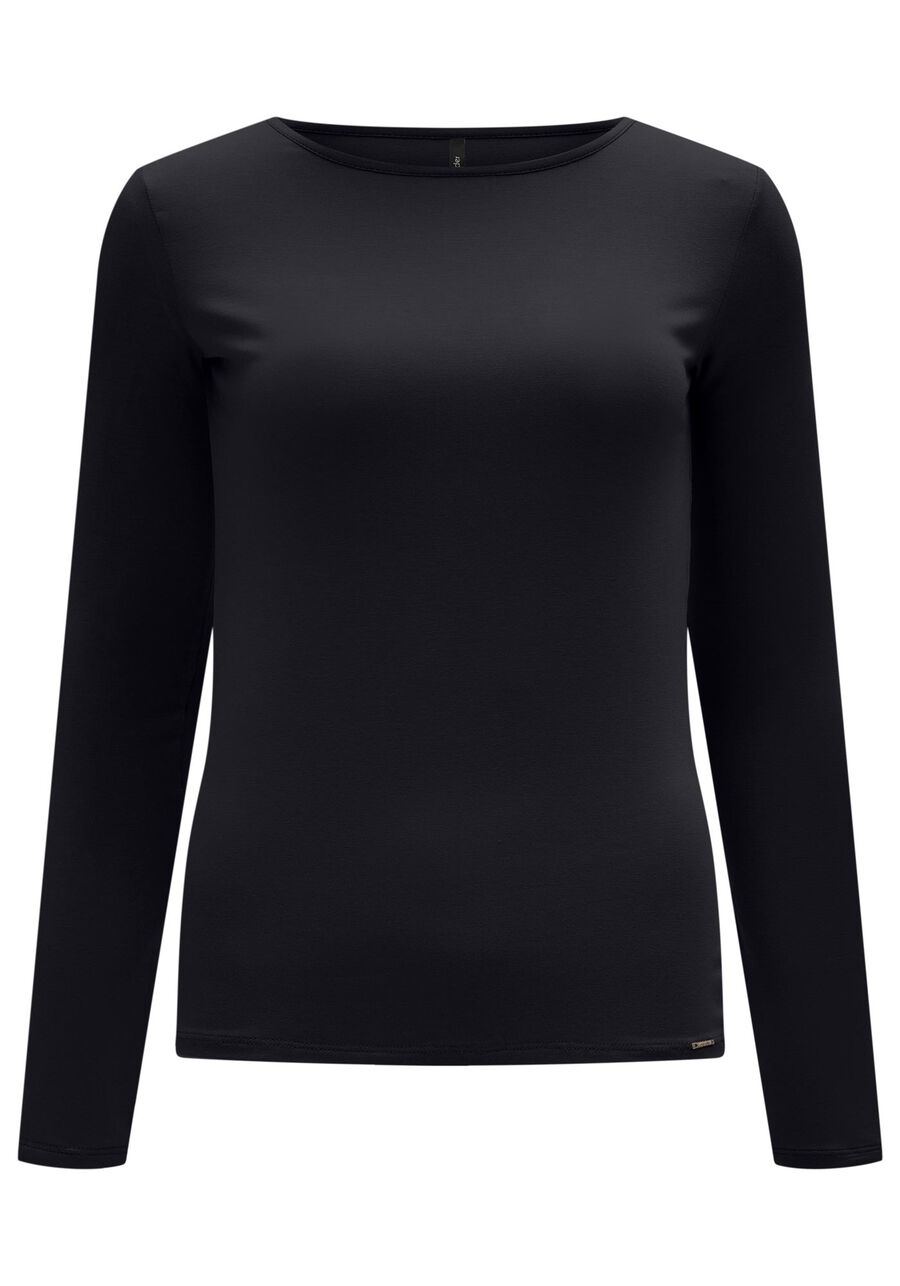 Blusa Básica De Mangas Longas Em Malha Com Elastano, . Blusa Básica De Mangas Longas Em Malha Com Elastano, , large.