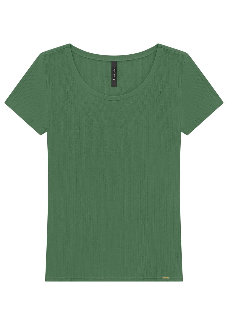 Blusa Em Malha Canelada Com Mangas Curtas E Decote Redondo, . Blusa Em Malha Canelada Com Mangas Curtas E Decote Redondo, , large.