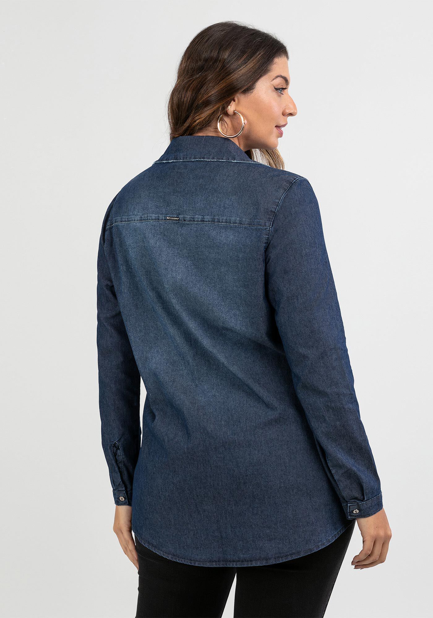 Camisa Jeans Manga Longa Lunender