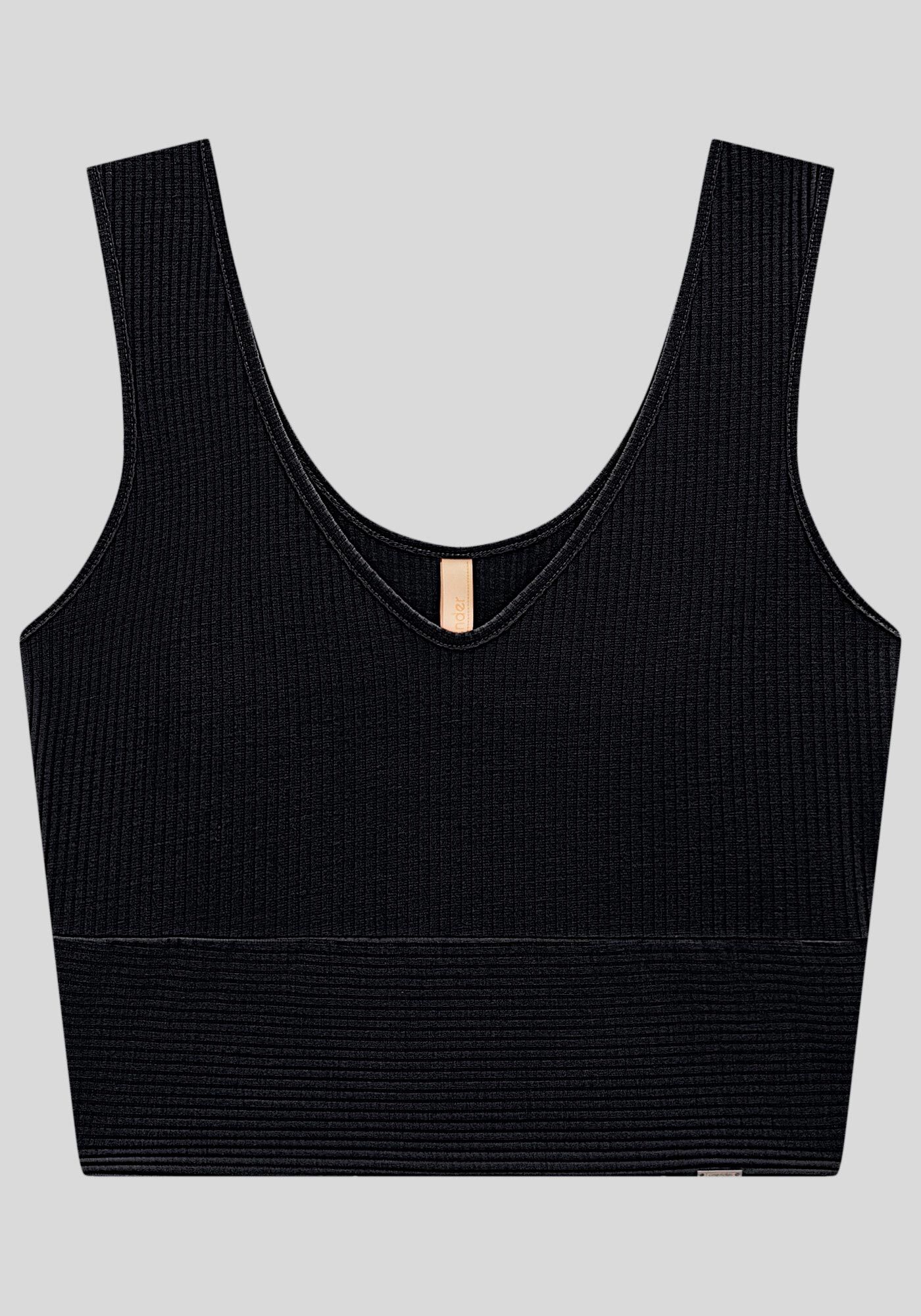 Regata Cropped Canelada com Decote V, , large.