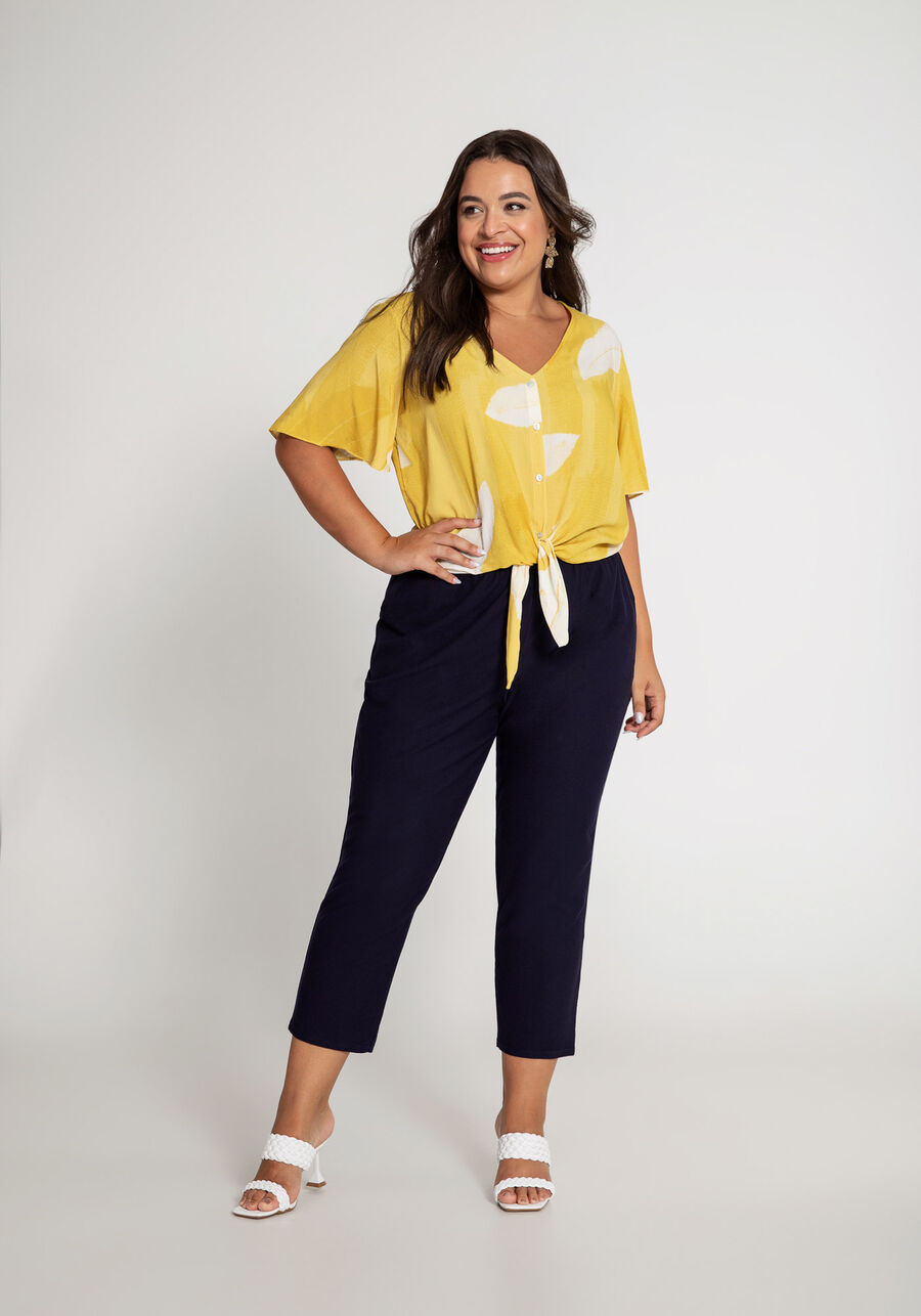 Camisa Estampada com Amarração Plus Size, . Camisa Estampada com Amarração Plus Size, , large.