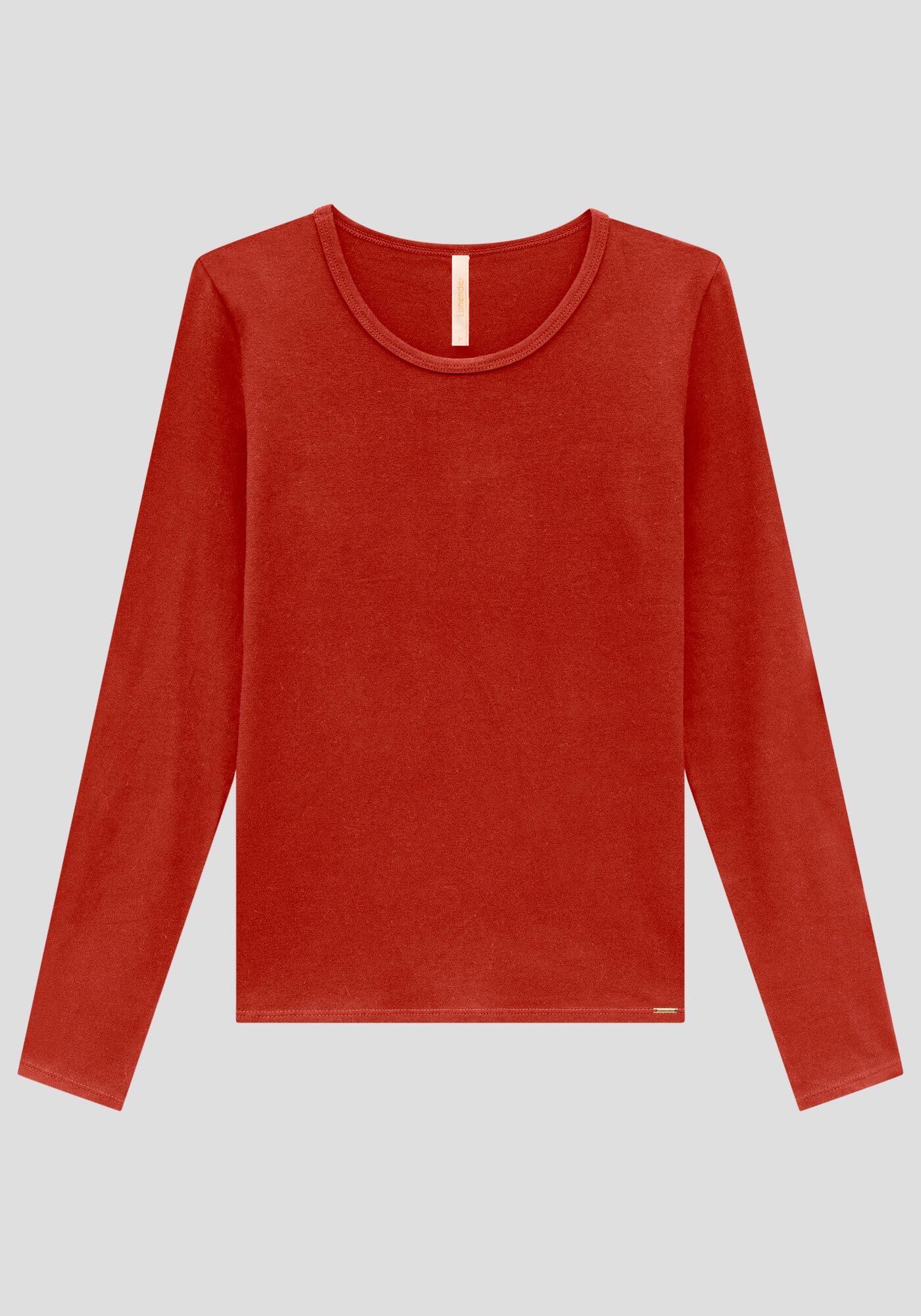 Blusa Manga Longa em Malha Cotton B&aacute;sica, , large.