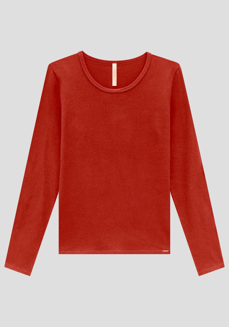 Blusa Manga Longa em Malha Cotton Básica, VERMELHO CRAPE. Blusa Manga Longa em Malha Cotton Básica, VERMELHO CRAPE, large.
