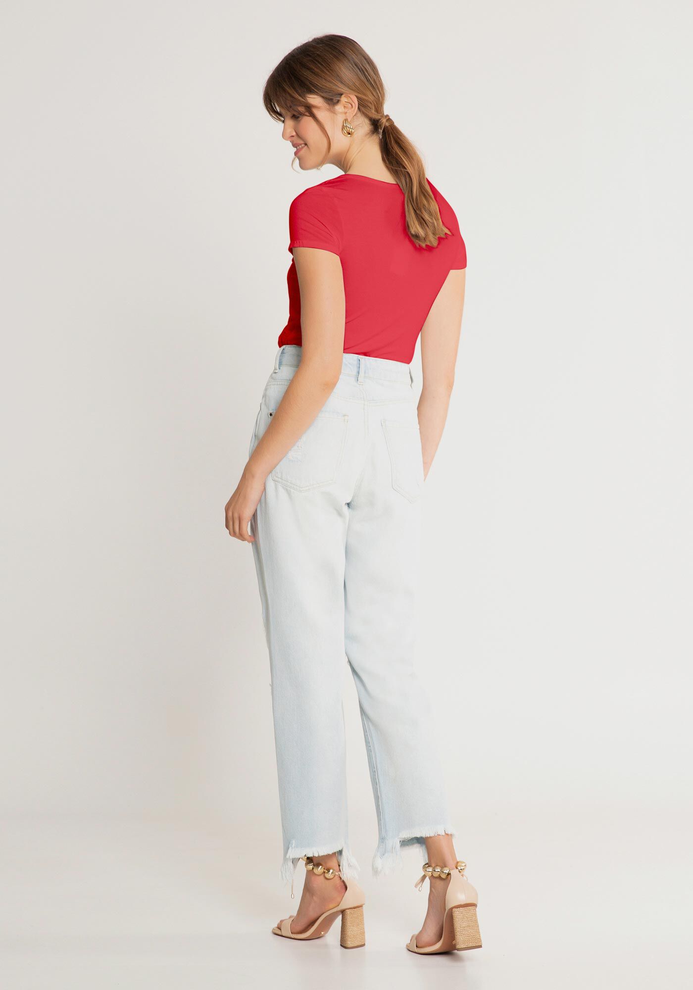 Blusa B&aacute;sica em Malha Viscose com Bolso, , large.