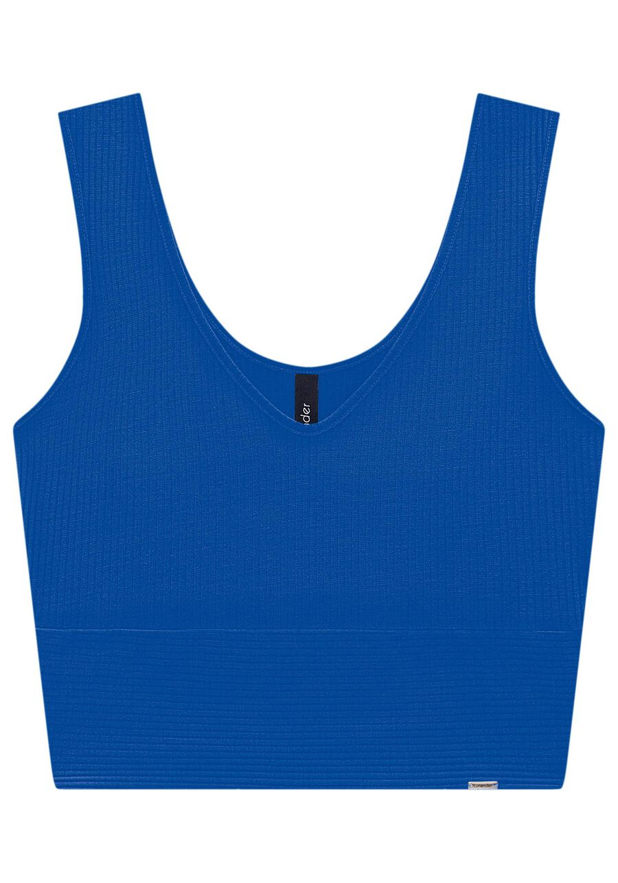 Blusa Cropped De Alças Com Decote V Em Malha Canelada, . Blusa Cropped De Alças Com Decote V Em Malha Canelada, , large.