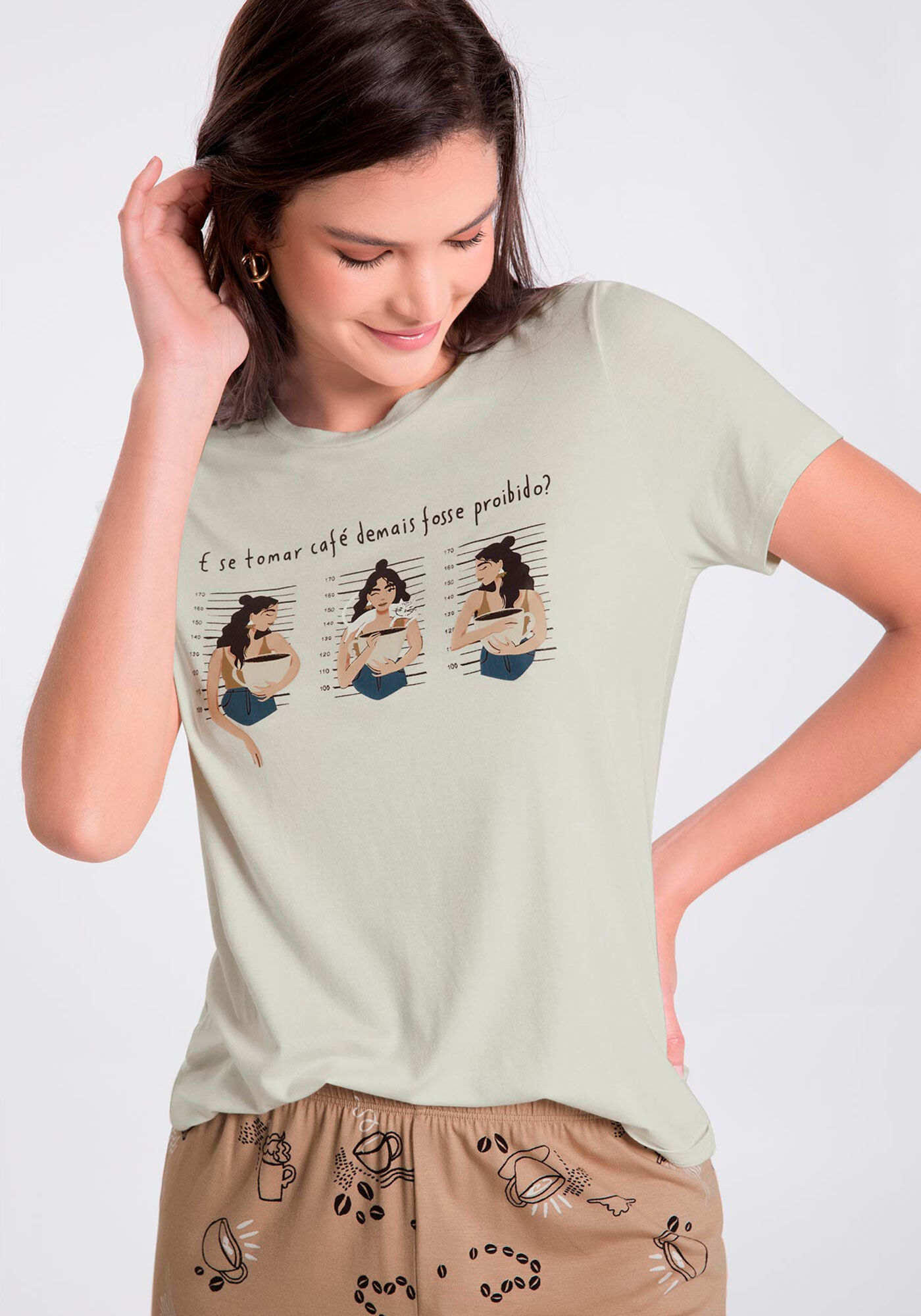 Pijama Curto em Viscose com Babados, , large.